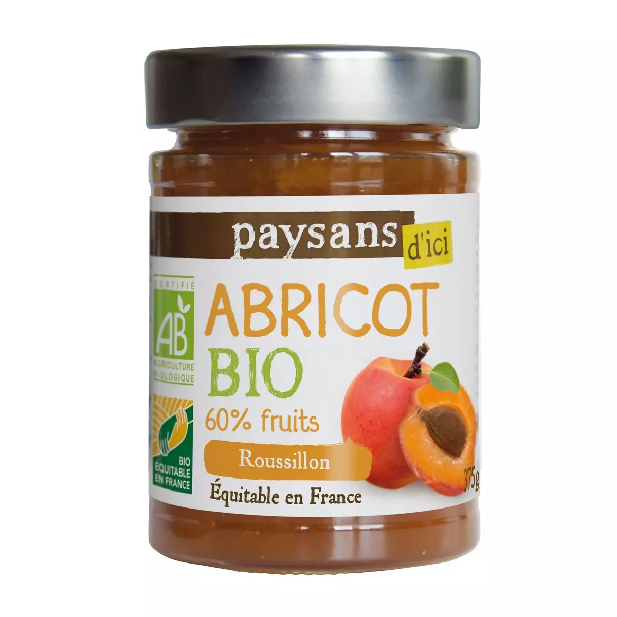 PAYSANS D'ICI Confiture extra à l'abricot bio 375g