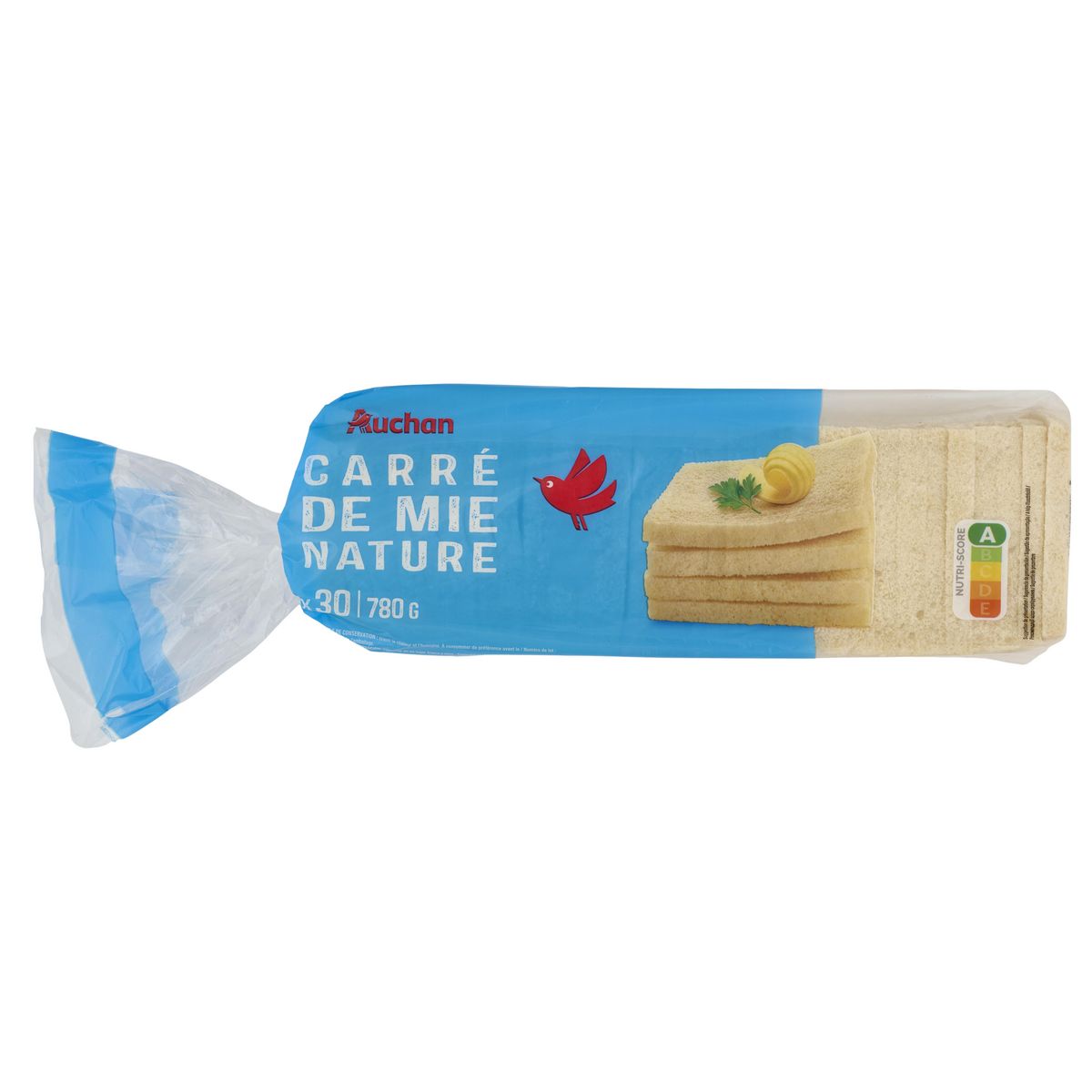 AUCHAN Pain de mie nature sans croûte sans huile de palme 30 tranches 780g