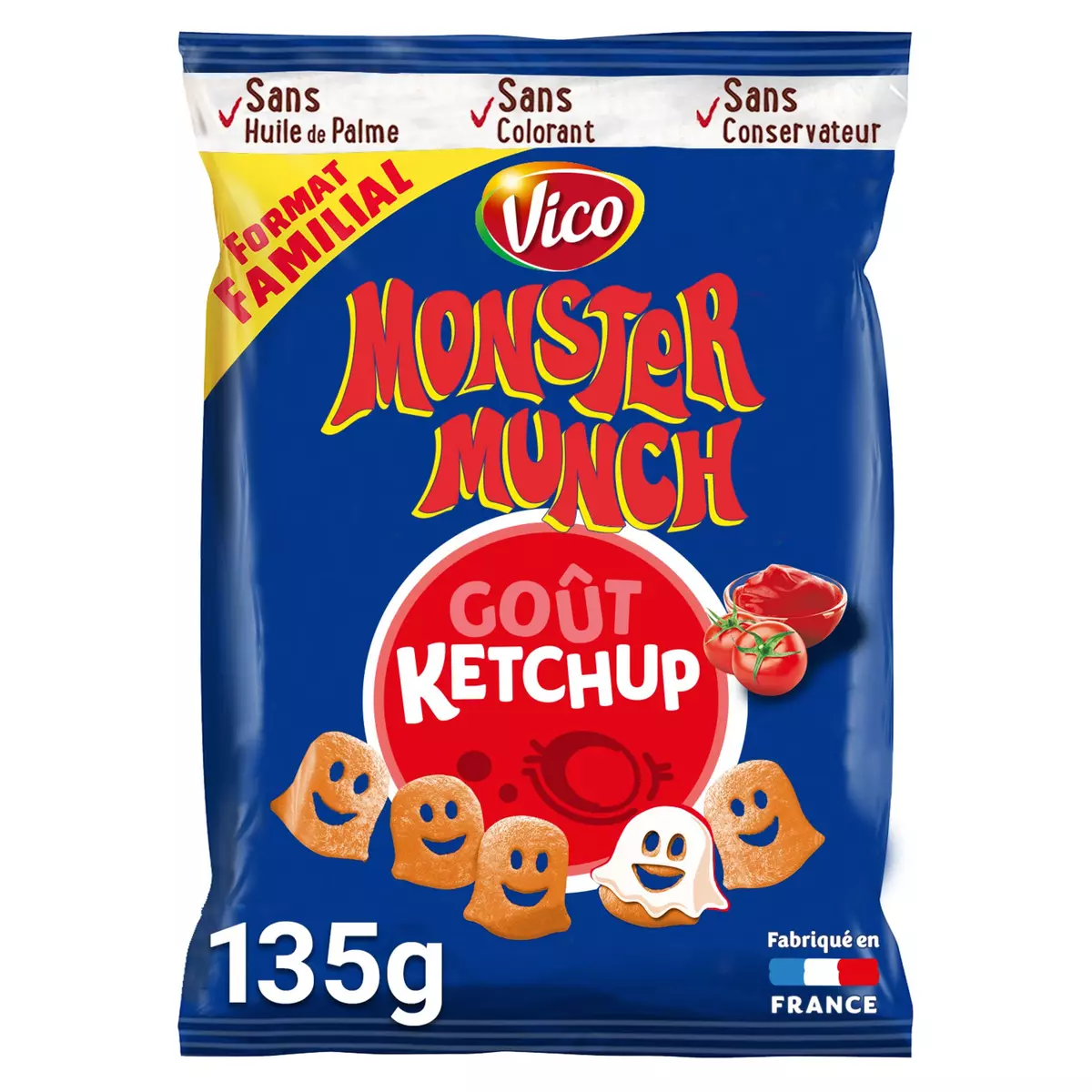 MONSTER MUNCH Biscuits soufflés goût ketchup format familial 135g