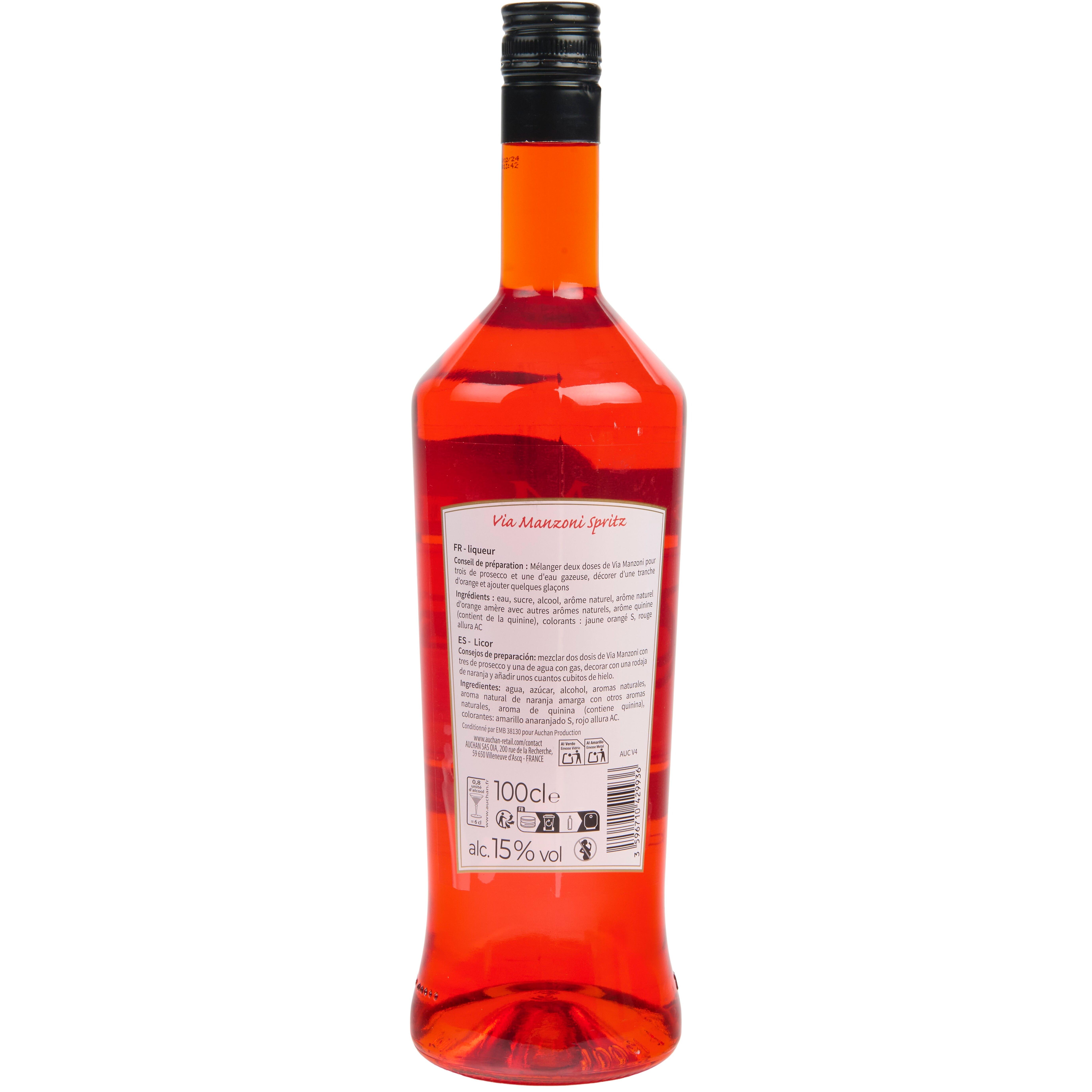 Voir la diapositive 2 : VIA MANZONI Apéritif base pour spritz 15% 1l