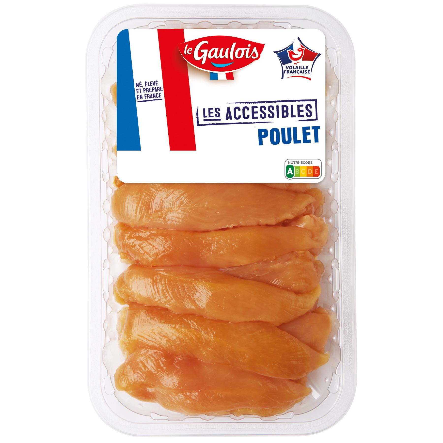 Voir la diapositive 2 : LES ACCESSIBLES Aiguillettes de poulet jaune 500g