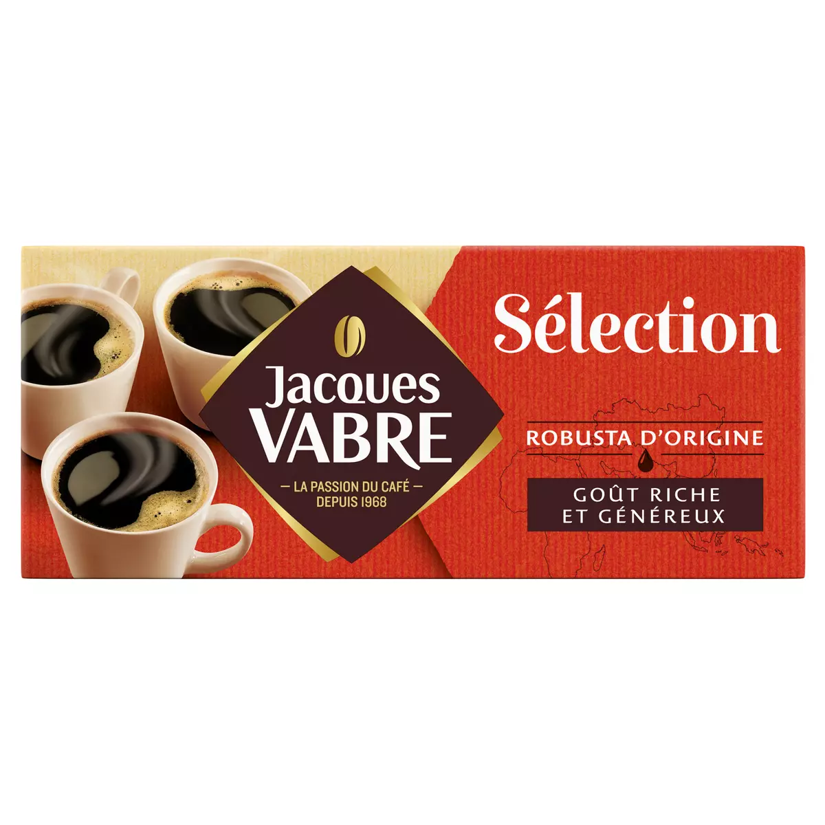 JACQUES VABRE Sélection Café moulu robusta d'origine 4x250g