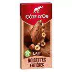 COTE D'OR Tablette de chocolat au lait et noisettes entières 1 pièce 180g