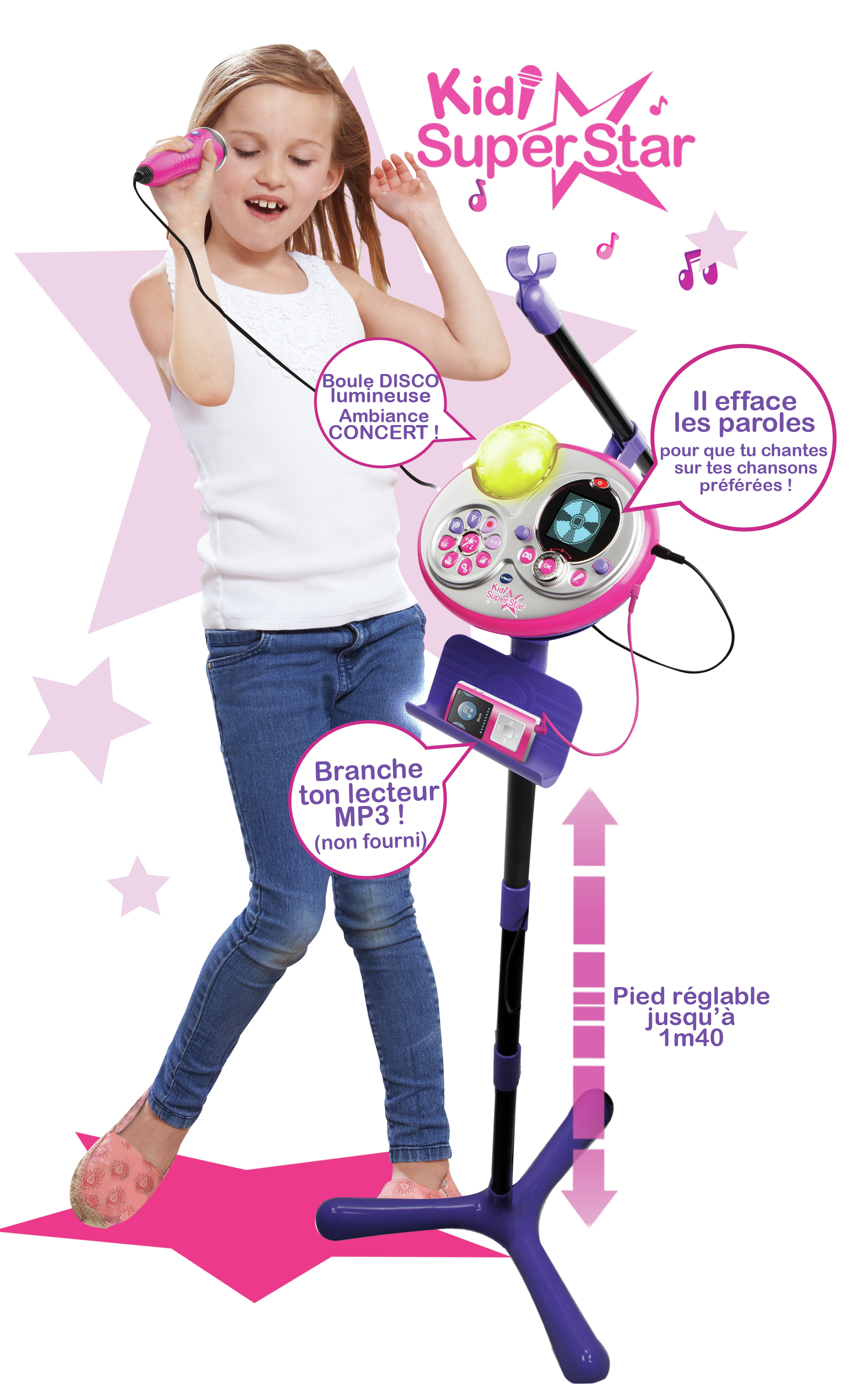 Voir la diapositive 2 : VTECH Micro Kidi Superstar Lightshow - Rose
