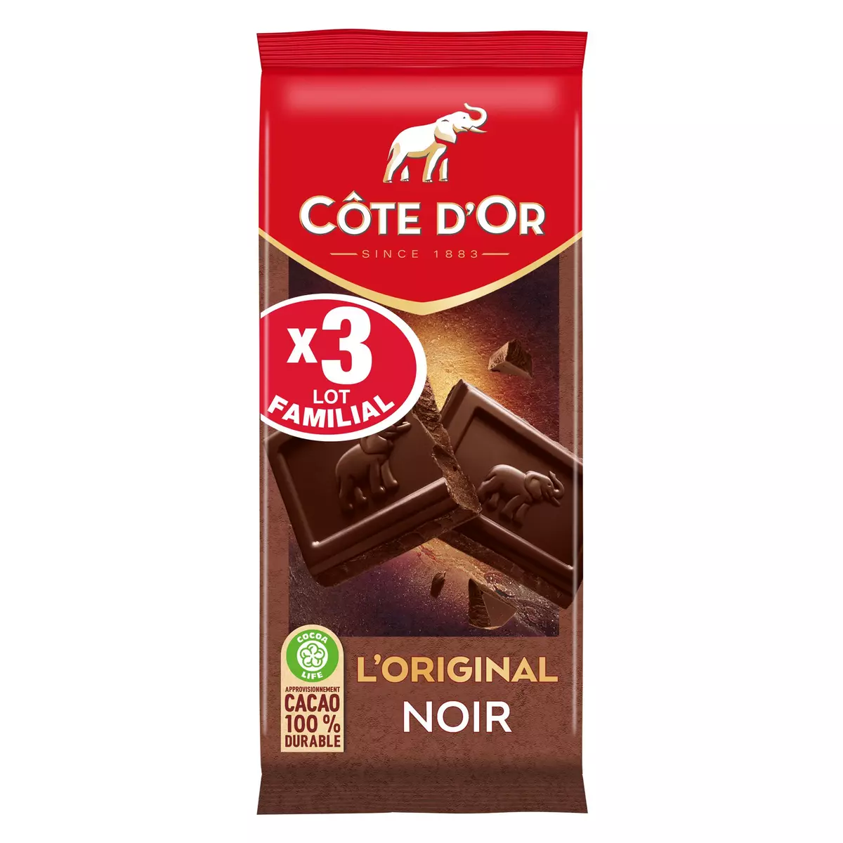 COTE D'OR Tablette de chocolat noir L'original 3 pièces 3x100g pas