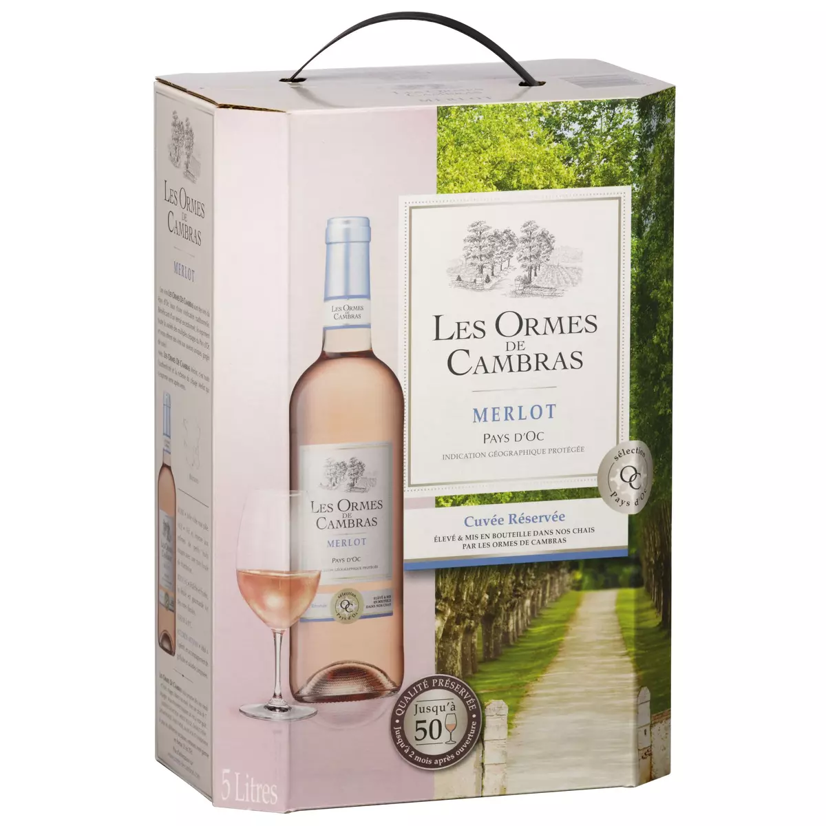 LES ORMES DE CAMBRAS IGP Pays-d'Oc Merlot cuvée réservée rosé bib Grand Format 5L