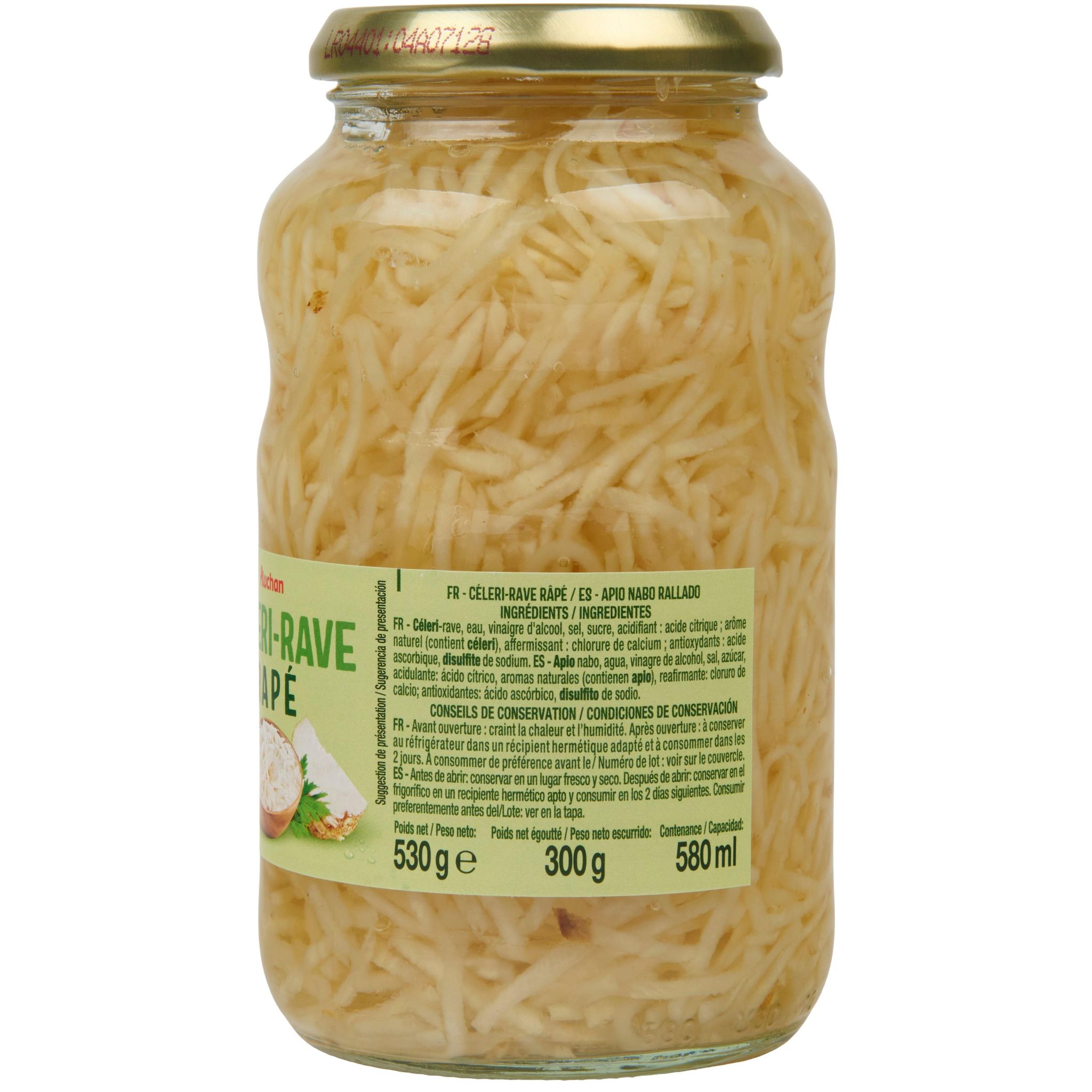 Voir la diapositive 2 : AUCHAN Céleri rave râpé en bocal 300g