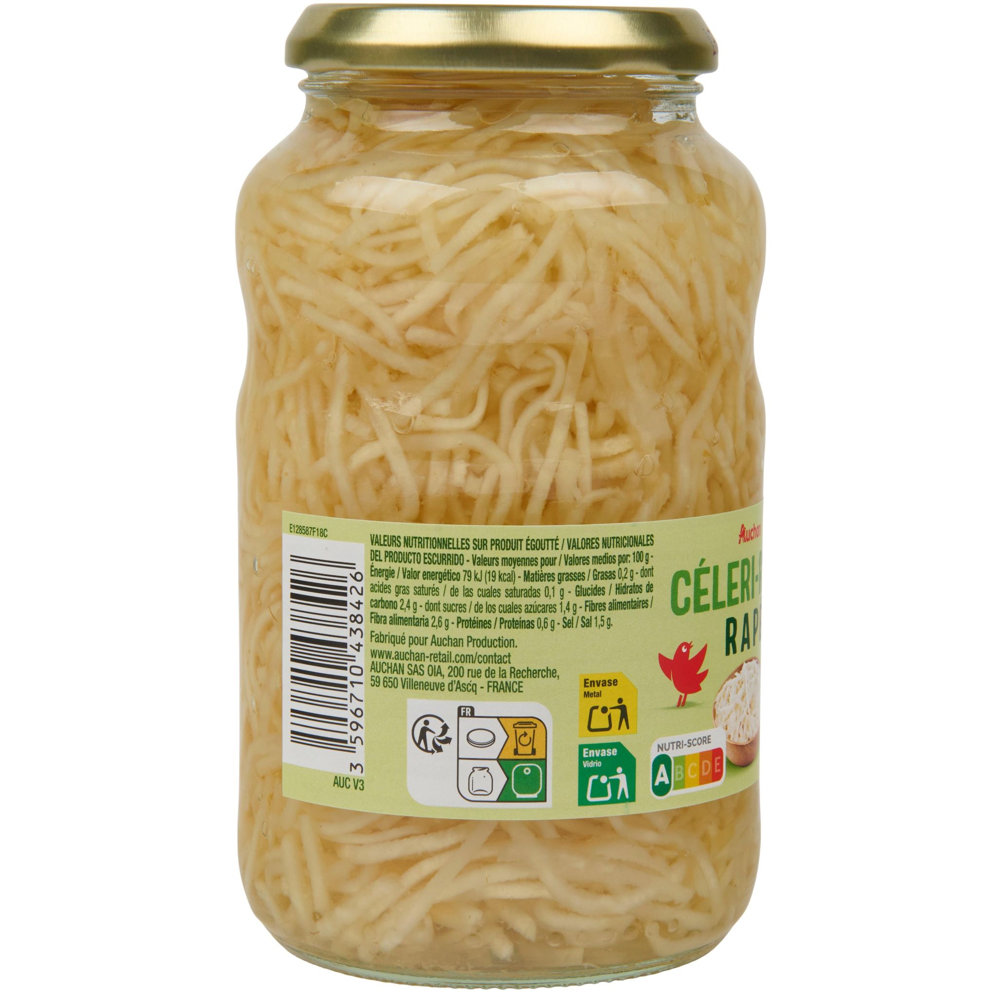 Voir la diapositive 3 : AUCHAN Céleri rave râpé en bocal 300g