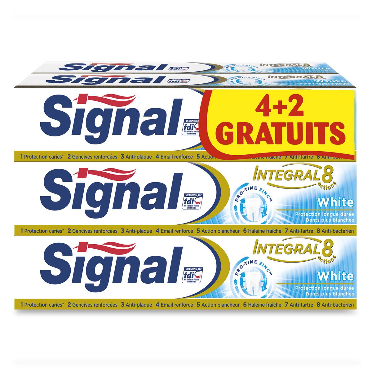 SIGNAL Intégral 8 dentifrice blancheur au zinc 6x75ml