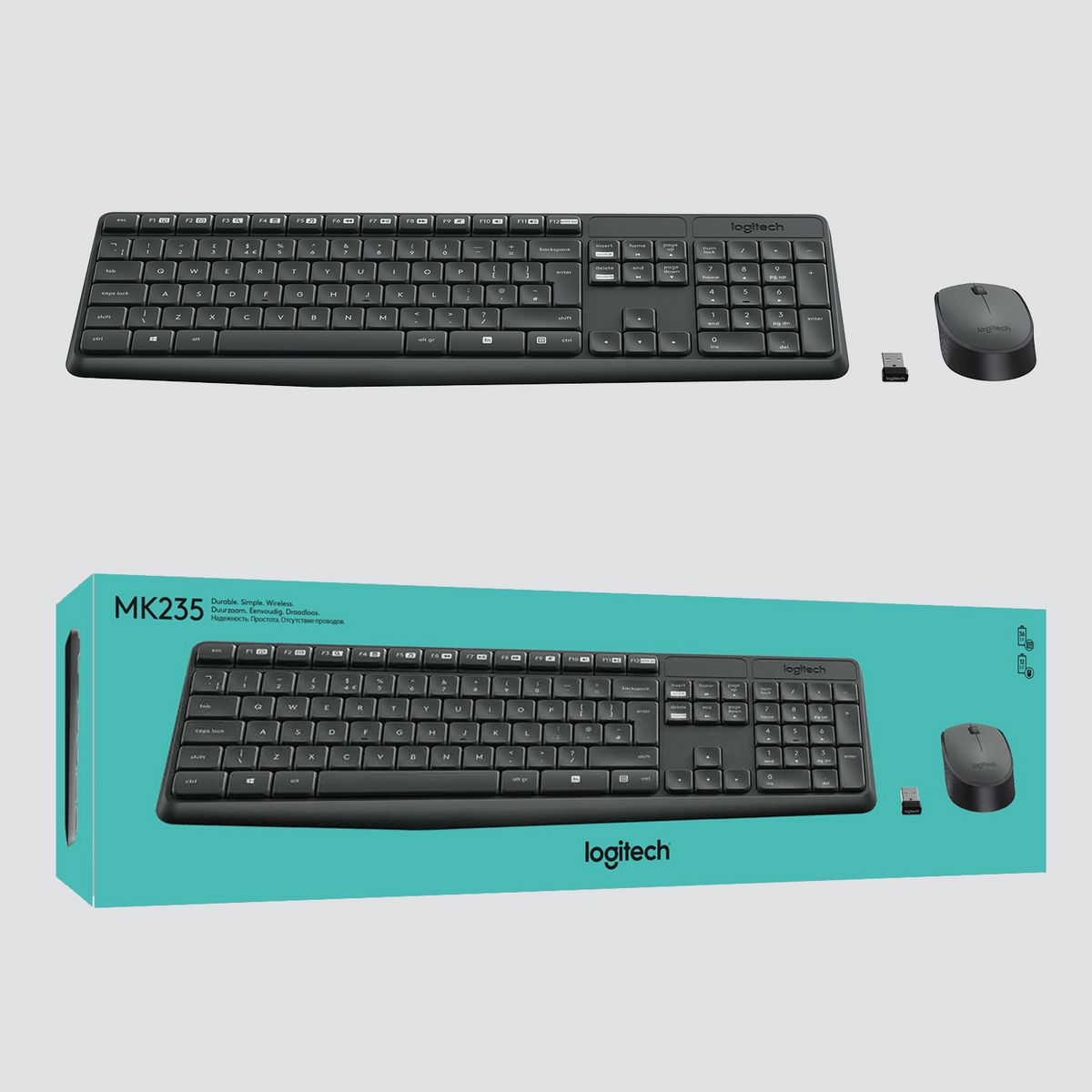 LOGITECH Combo Clavier et Souris MK235 AZERTY - Gris