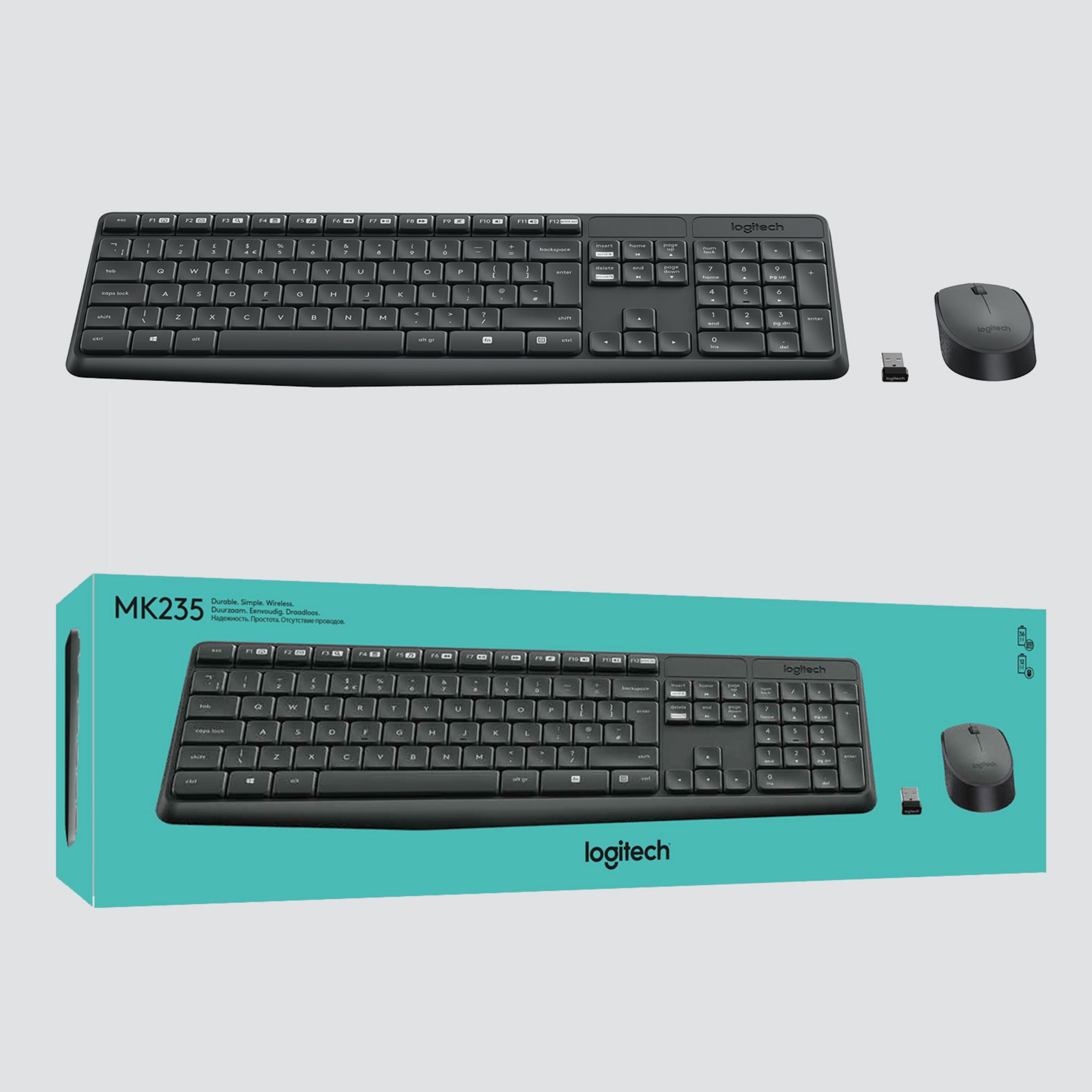 Voir la diapositive 12 : LOGITECH Combo Clavier et Souris MK235 AZERTY - Gris