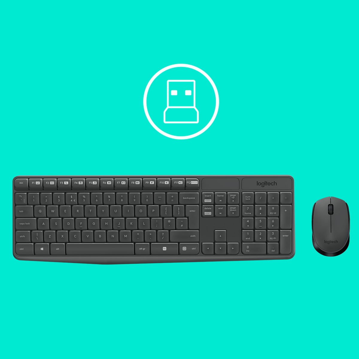 LOGITECH Combo Clavier et Souris MK235 AZERTY - Gris