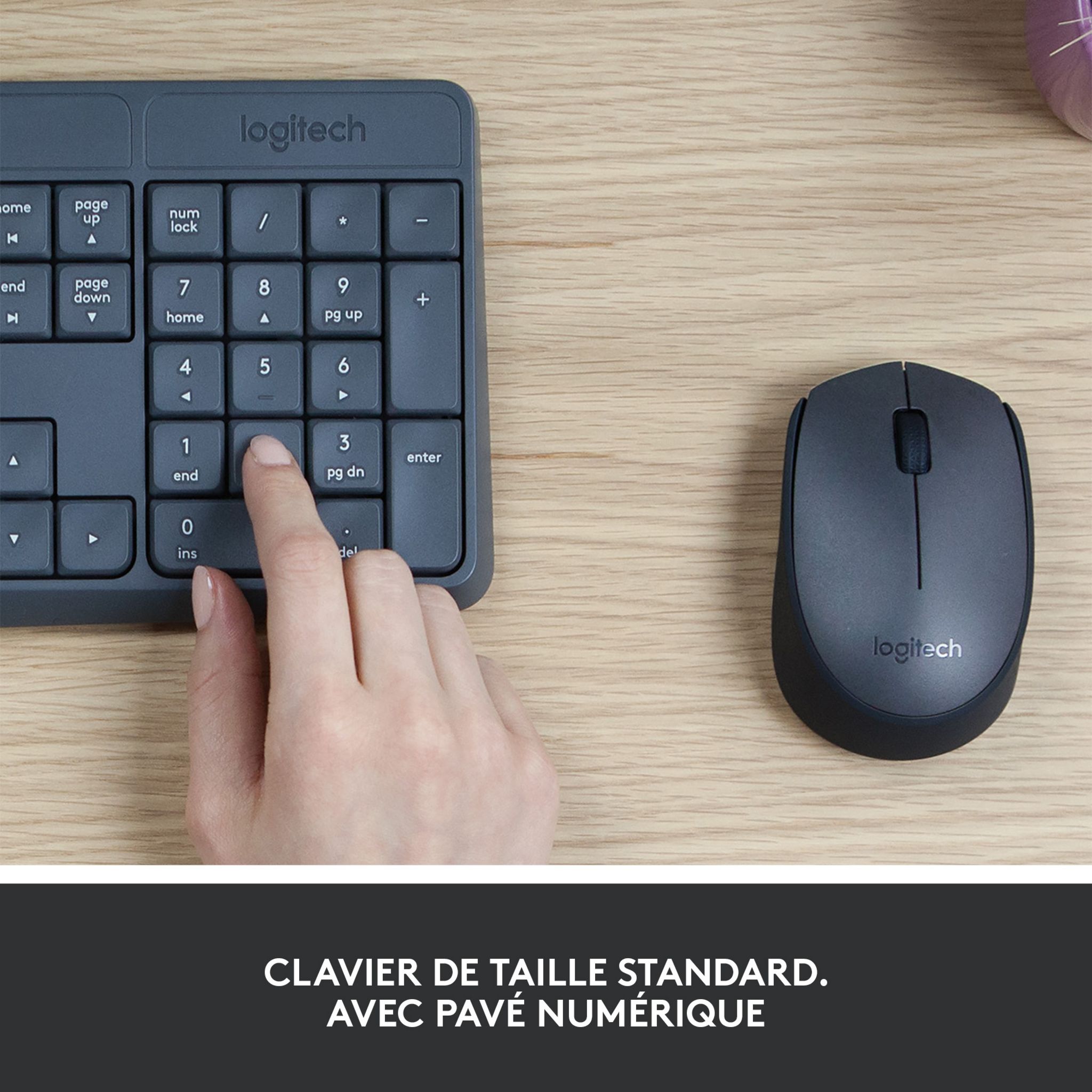 Voir la diapositive 6 : LOGITECH Combo Clavier et Souris MK235 AZERTY - Gris