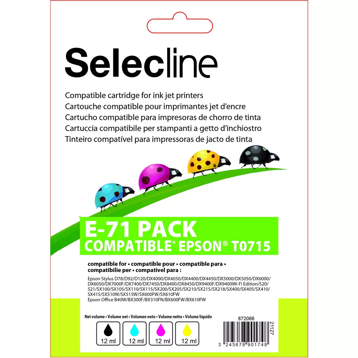 SELECLINE Cartouche 4 Couleurs E-71 PACK