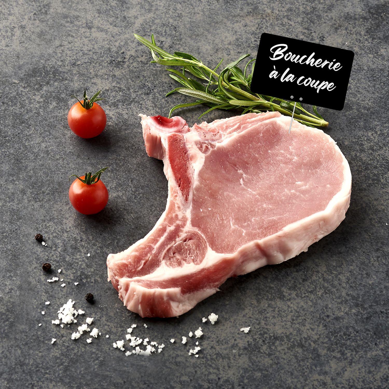 MON BOUCHER Côte de porc première avec os à griller Label Rouge 3 portions 280 g à 420 g