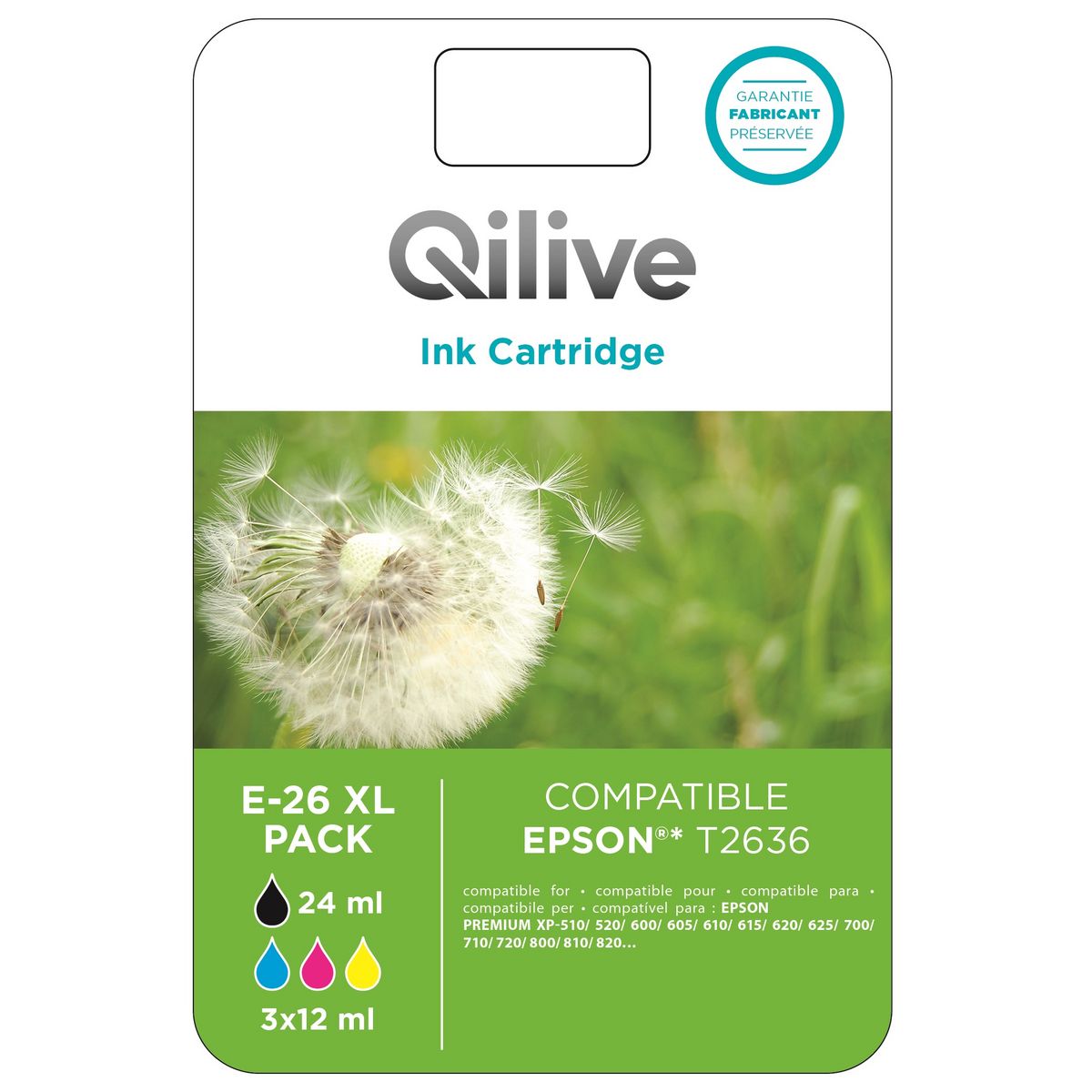 QILIVE Cartouche 4 Couleurs E-26 XL PACK