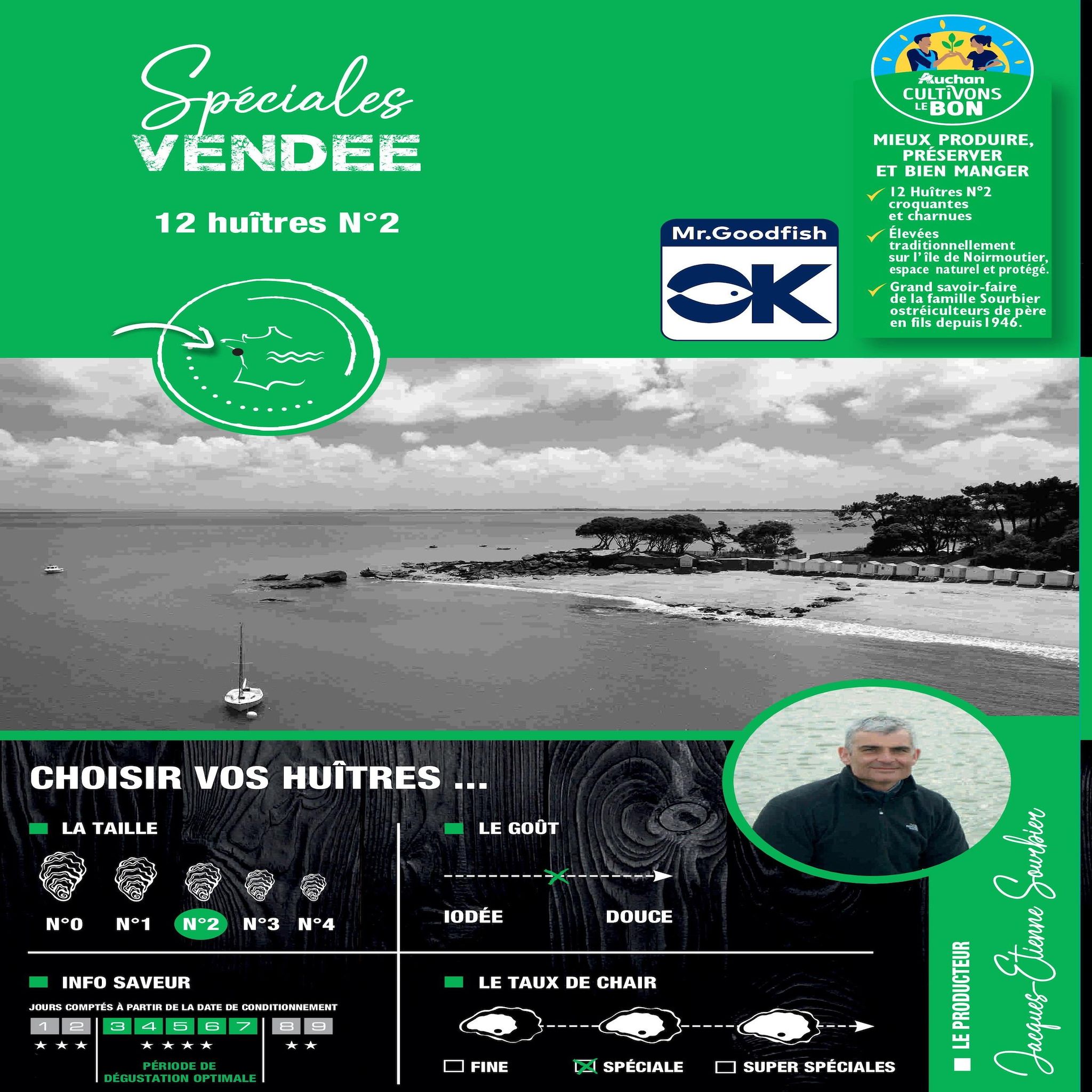 MAREE DU JOUR CULTIVONS LE BON Huîtres spéciales de Vendée n°2 12 pièces