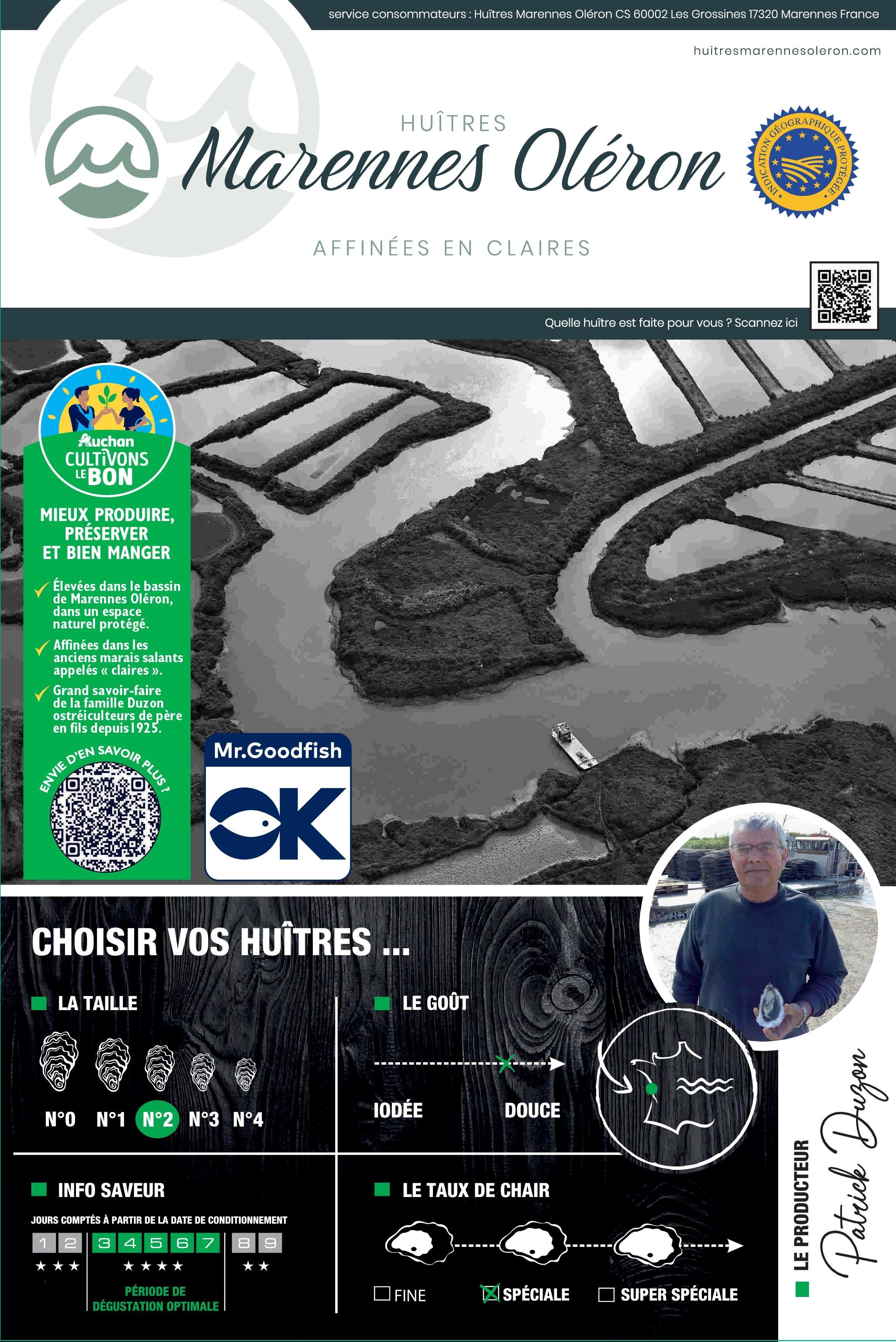 Voir la diapositive 2 : LA MARÉE DU JOUR CULTIVONS LE BON Huîtres Marennes Oléron IGP calibre n°2 12 pièces 1.2kg