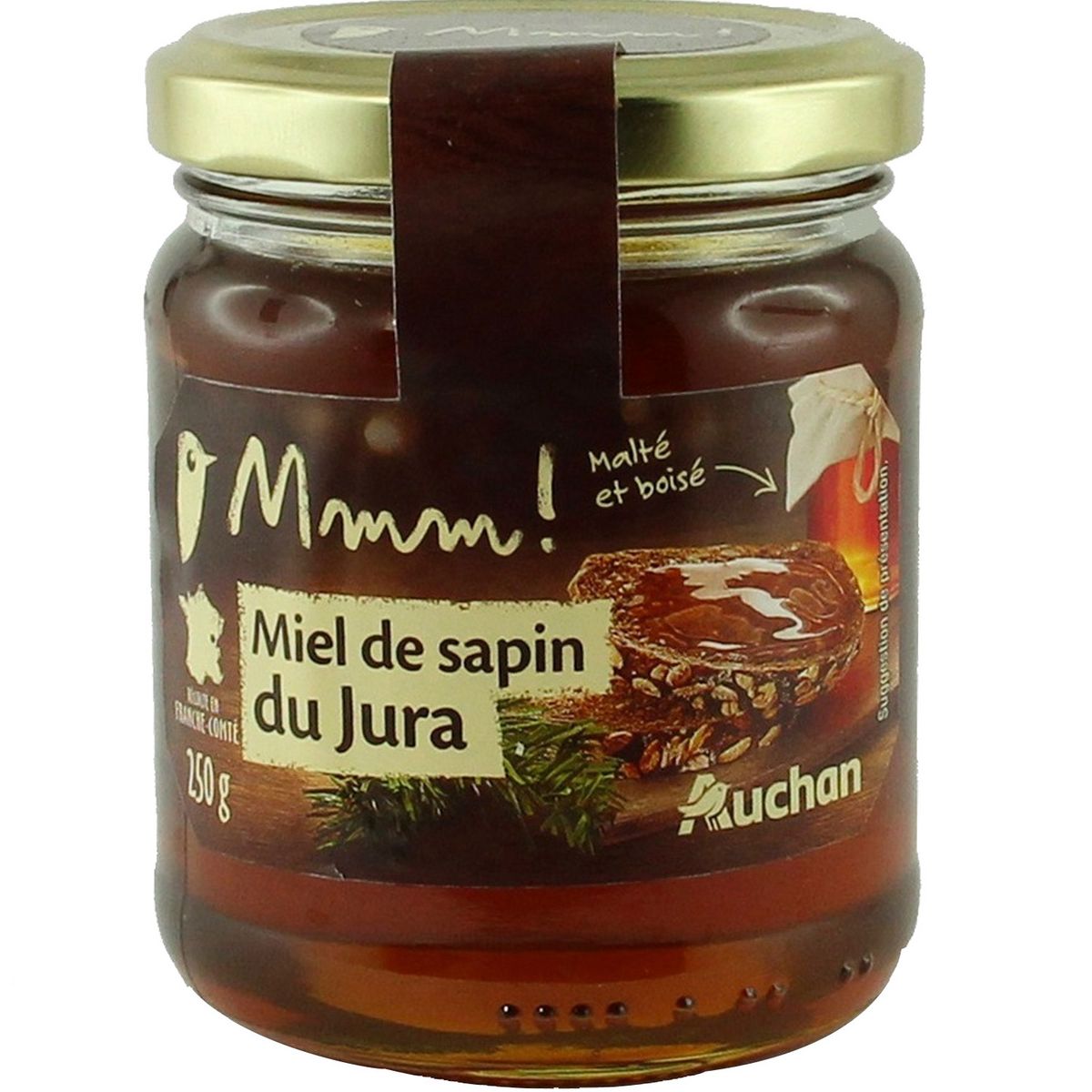 AUCHAN GOURMET Miel de sapin du Jura, malté et boisé 250g