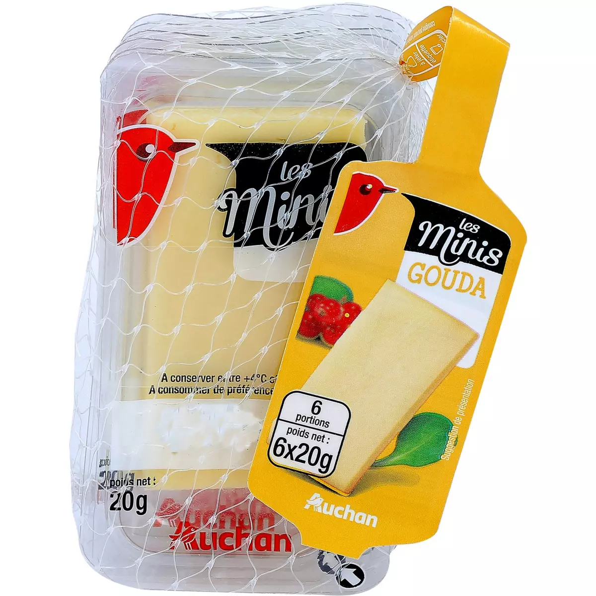 AUCHAN Fromage minis gouda 6 portions 120g