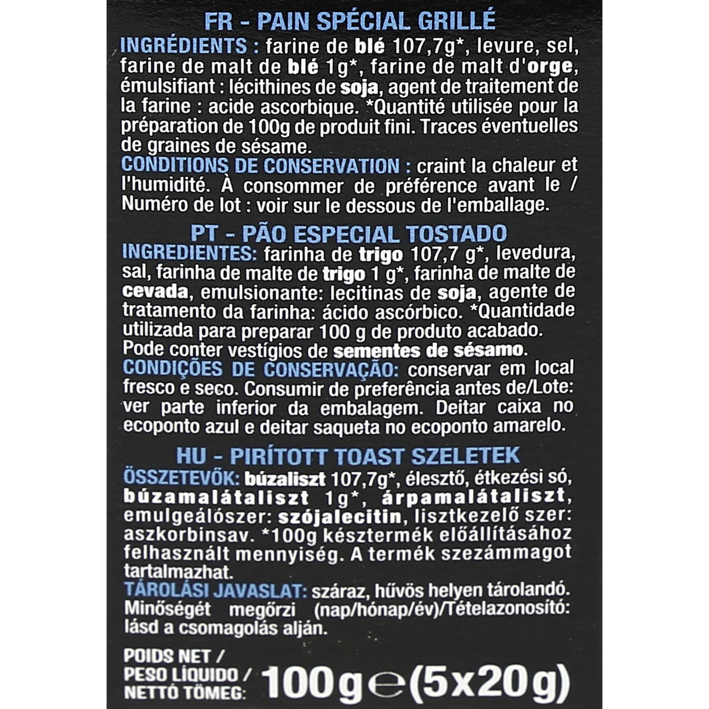 Voir la diapositive 3 : AUCHAN Apéri' toasts nature 5 sachets fraicheur 100g