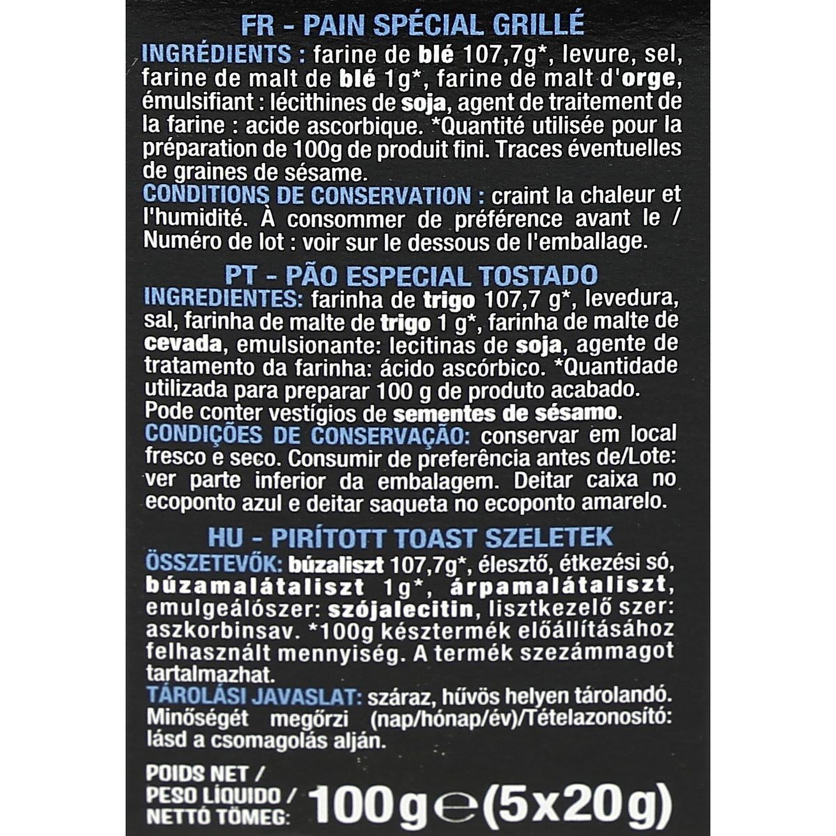 AUCHAN Apéri' toasts nature 5 sachets fraicheur 100g