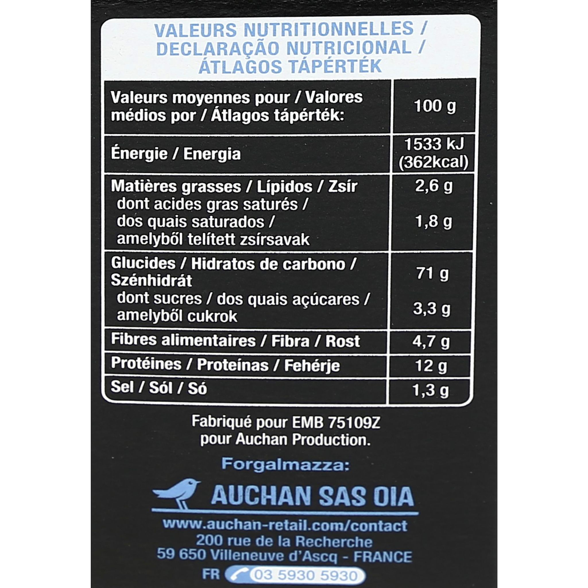 Voir la diapositive 4 : AUCHAN Apéri' toasts nature 5 sachets fraicheur 100g