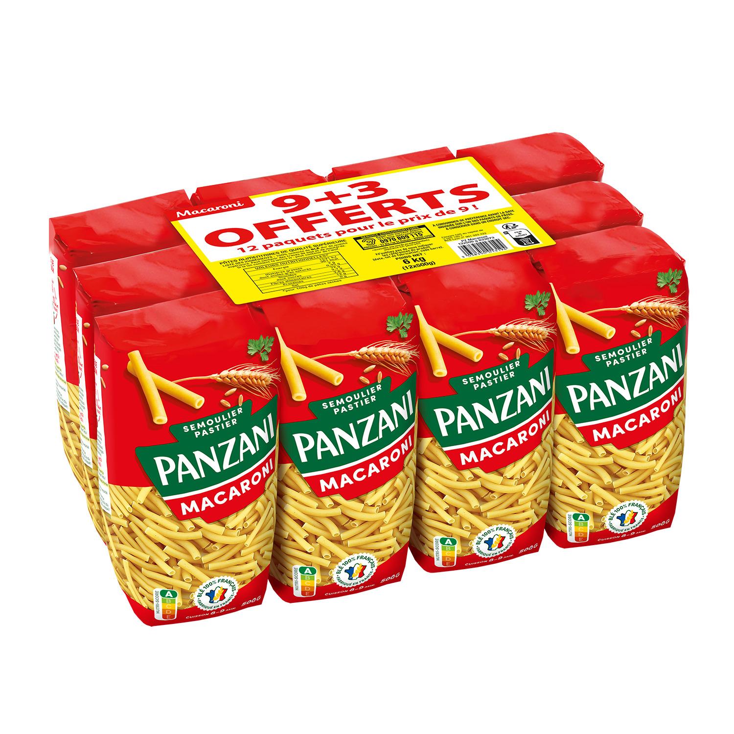 PANZANI Macaroni 9 paquets + 3 offerts 6kg