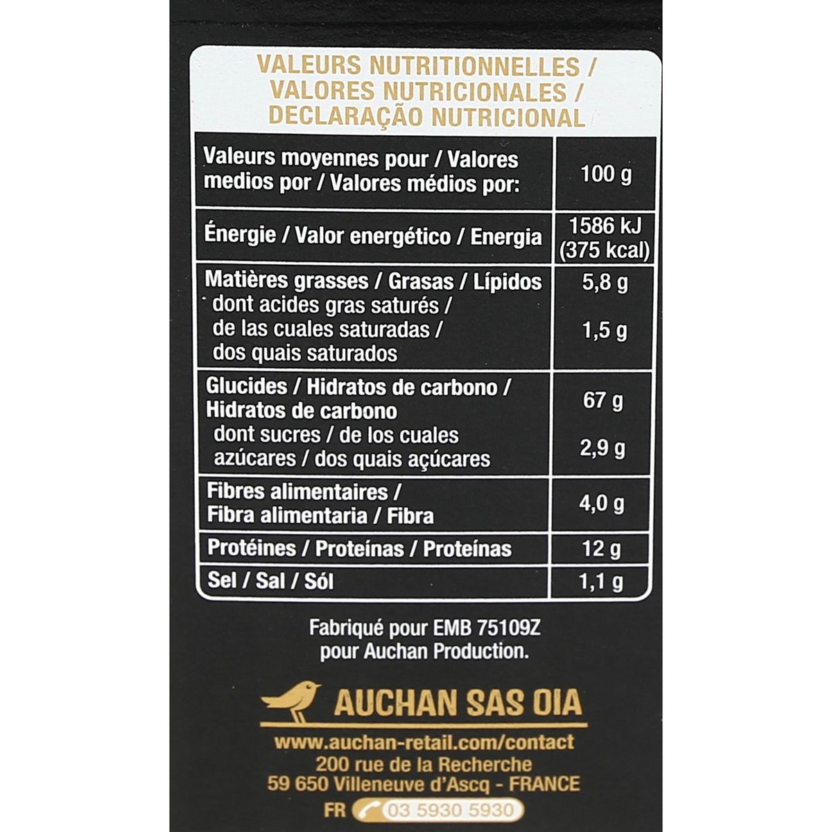 AUCHAN Toasts apéritifs au sésame 5 pièces 100g