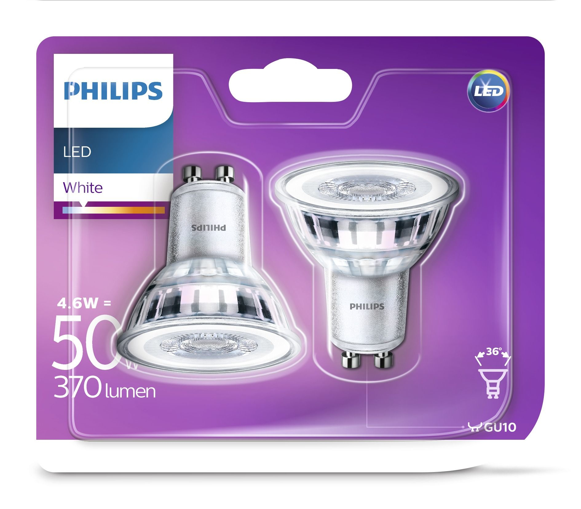 Voir la diapositive 2 : PHILIPS Ampoule led GU10 spot 50w cool light