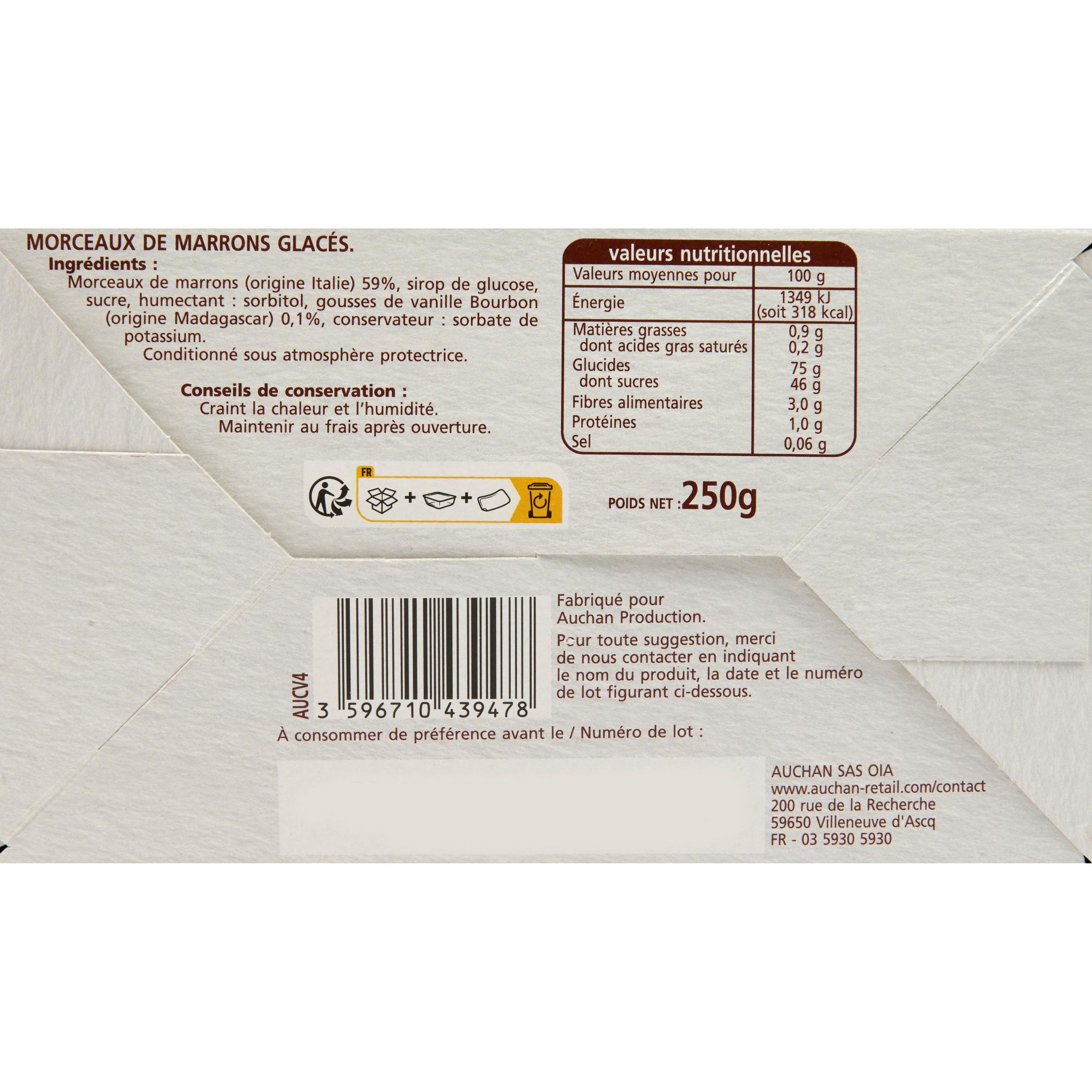 Voir la diapositive 2 : VENDOME Morceaux de marrons glacés aux gousses de vanille bourbon de Madagascar ballotin 250g