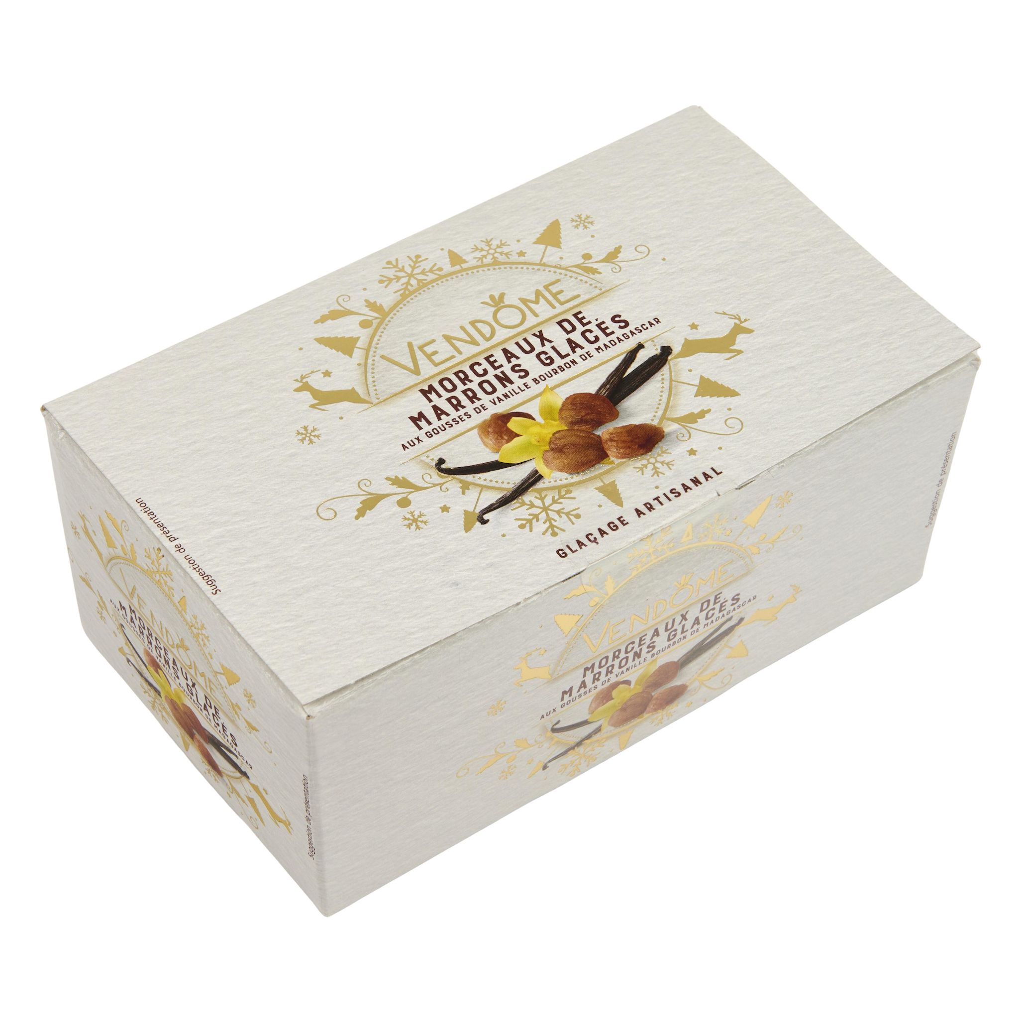 Voir la diapositive 3 : VENDOME Morceaux de marrons glacés aux gousses de vanille bourbon de Madagascar ballotin 250g