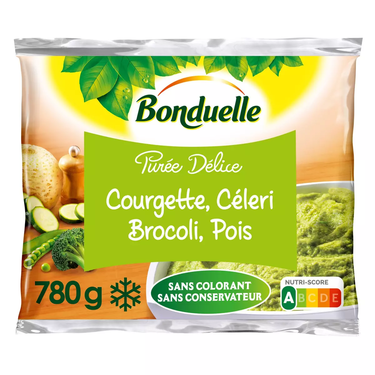 BONDUELLE Purée courgette céleri brocolis et pois 4 portions 780g