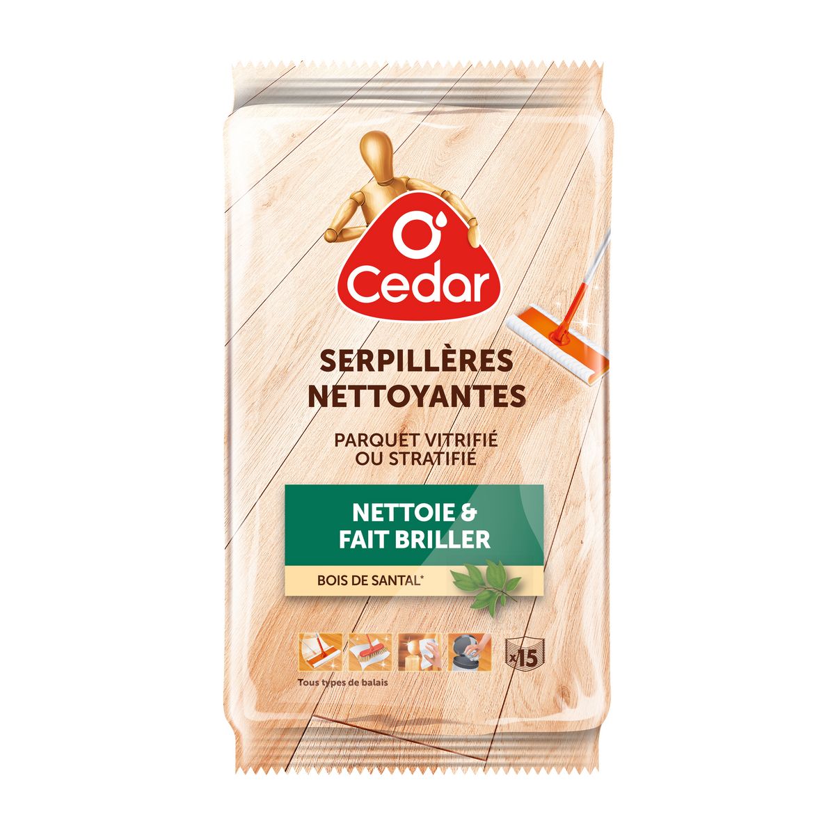 O'CEDAR Serpillère pour parquet vitrifié et stratifié x15