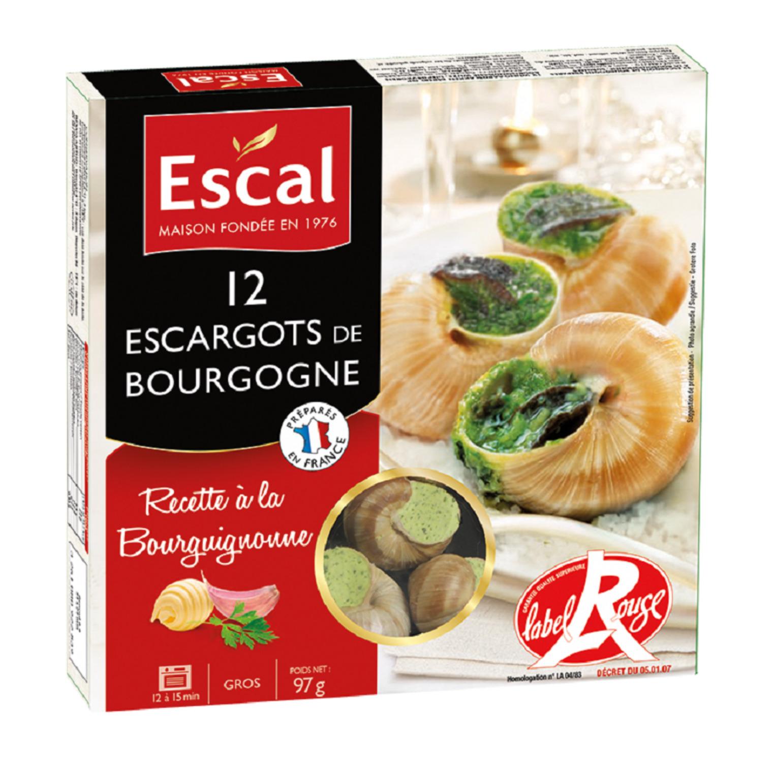 Voir la diapositive 2 : ESCAL Escargots de Bourgogne label rouge 12 pièces 97g