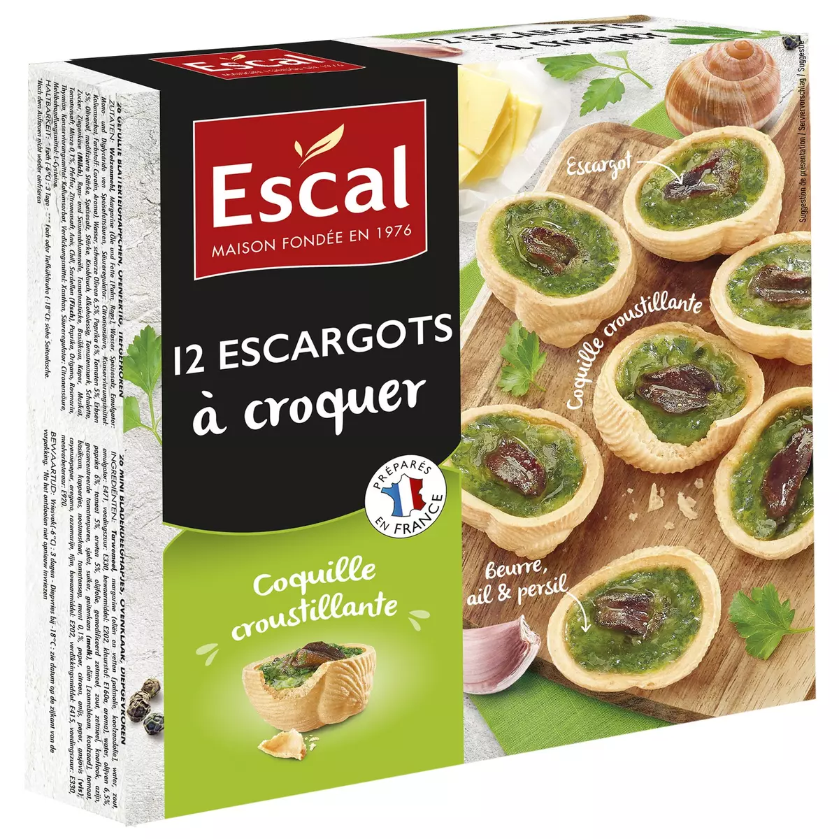 ESCAL Croustilles aux escargots recette à la Bourguignonne 12 pièces 100g