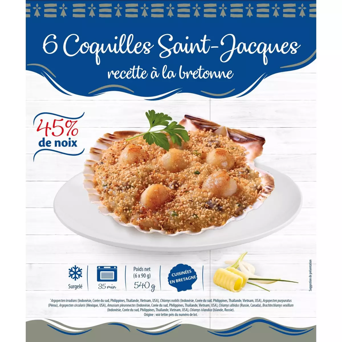 Coquilles Saint-Jacques recette à la Bretonne 6 pièces 540g