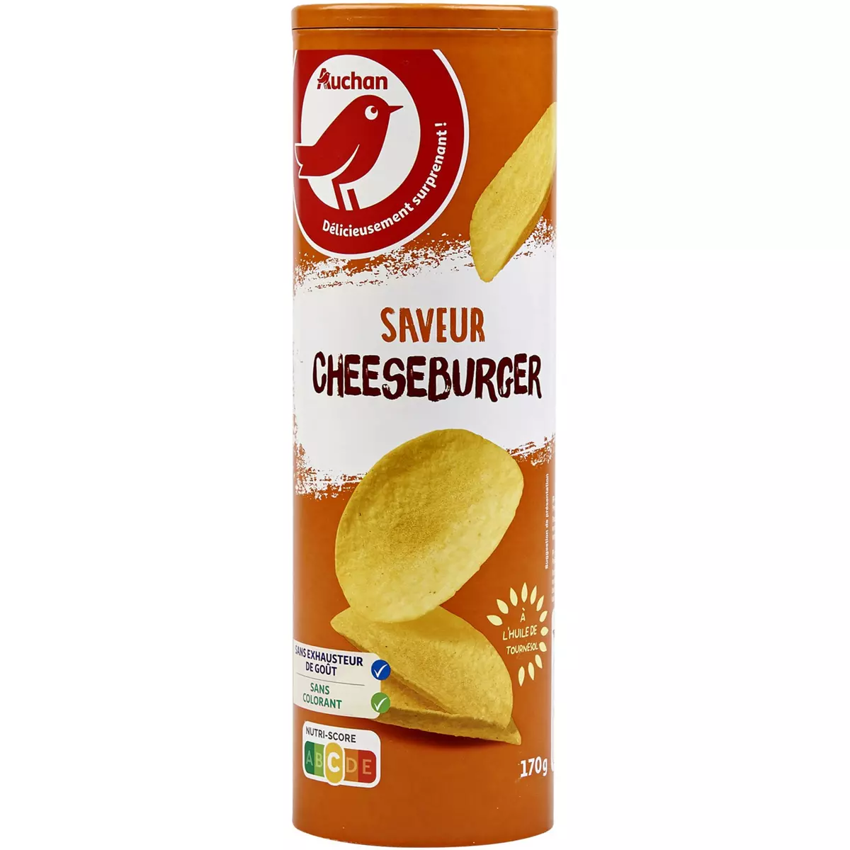AUCHAN Chips tuiles saveur cheeseburger 170g