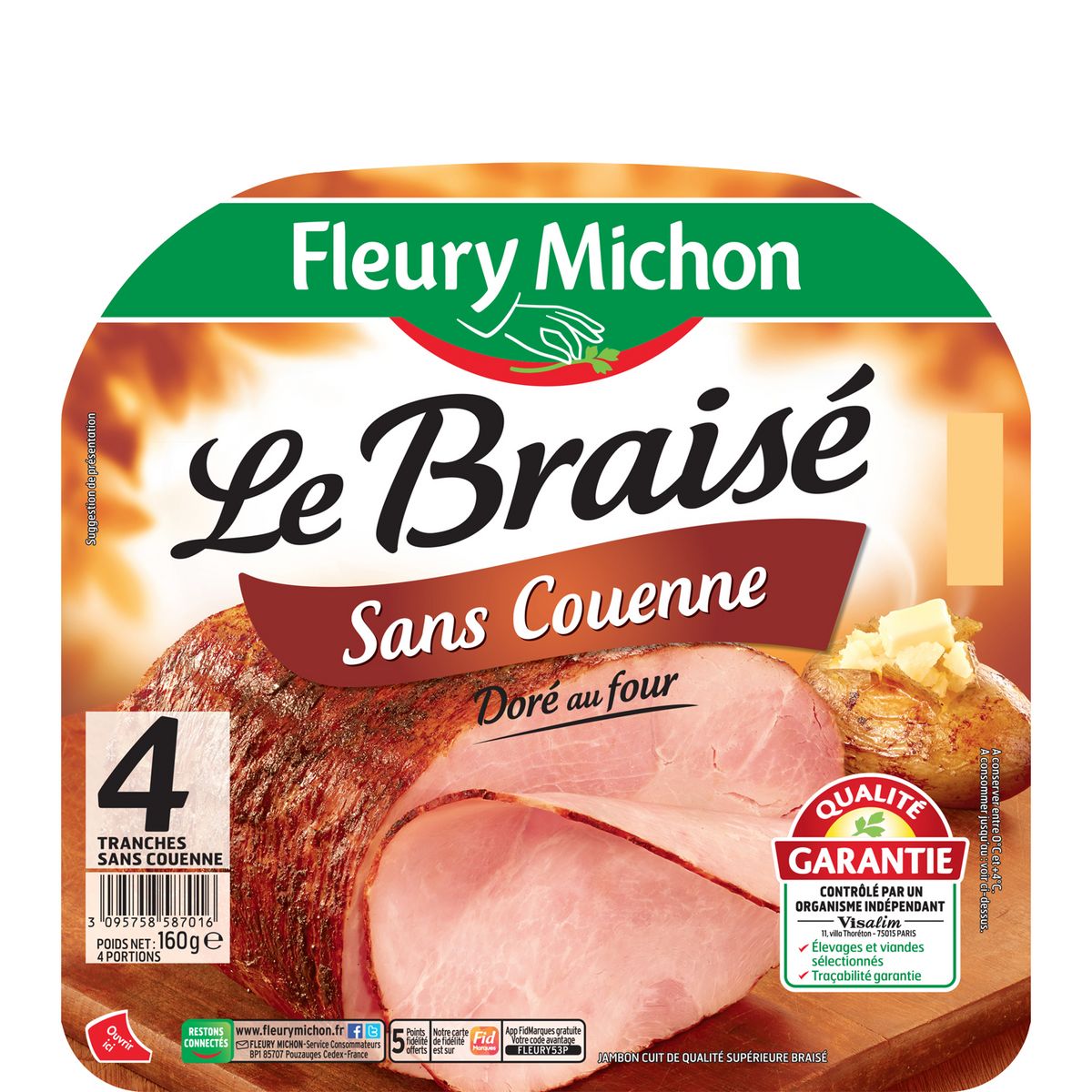 FLEURY MICHON Jambon le braisé 4 tranches 160g