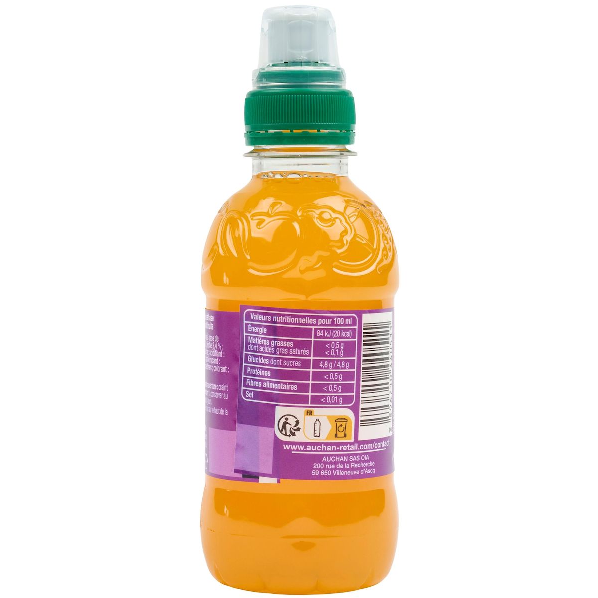 AUCHAN Boisson aux jus de fruits à base de concentrés goût multi fruits 20cl