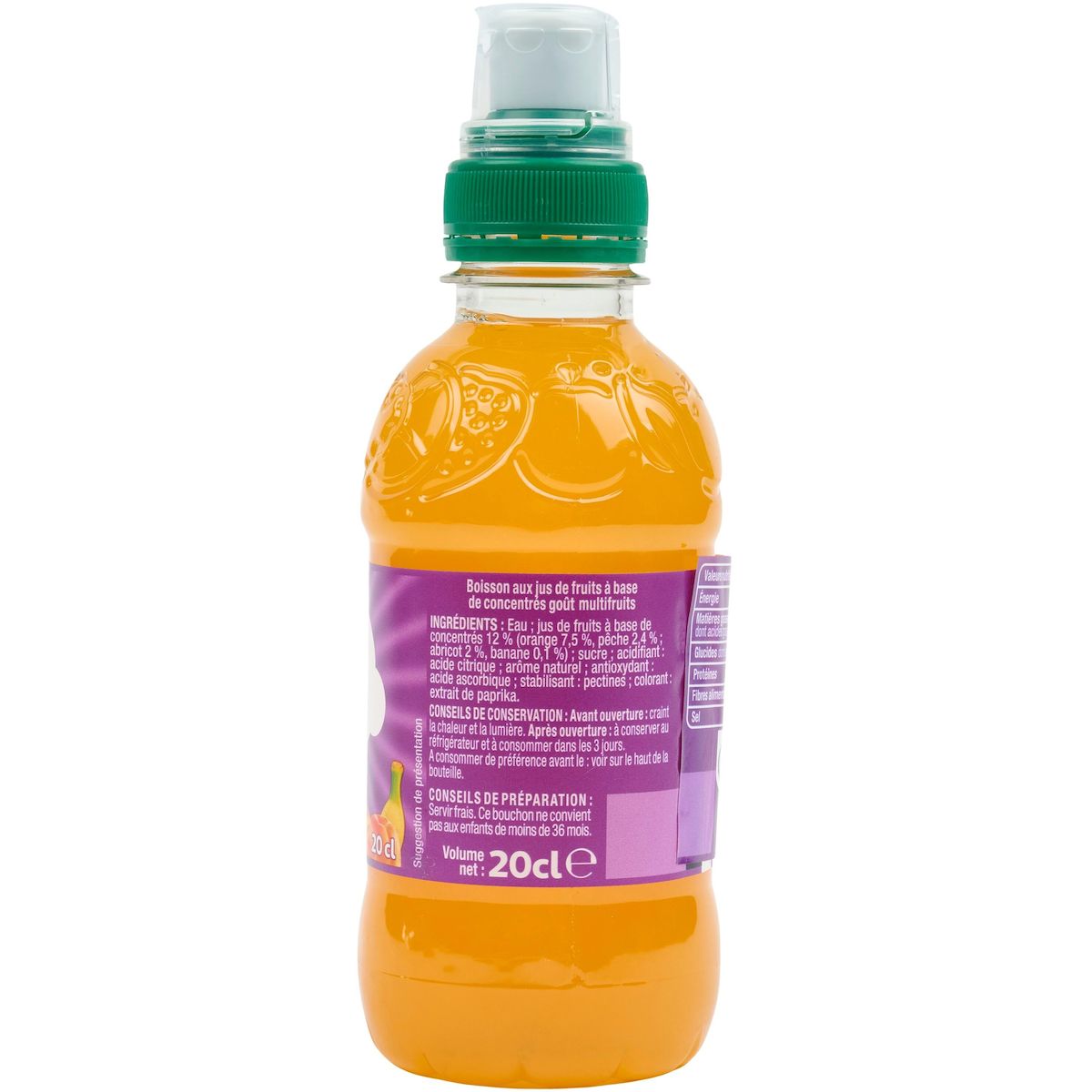 AUCHAN Boisson aux jus de fruits à base de concentrés goût multi fruits 20cl