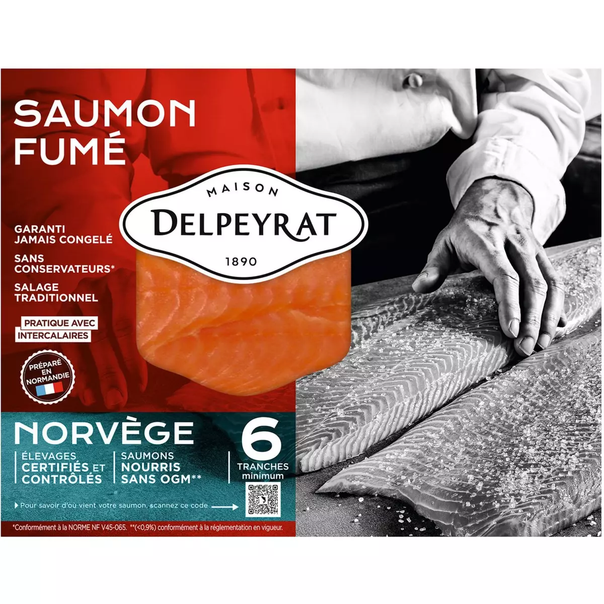 DELPEYRAT Le Saumon Fumé Delpeyrat origine Norvège 6 Tranches 210g 6 tranches 210g