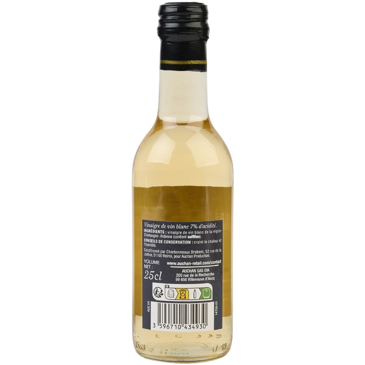 AUCHAN COLLECTION Vinaigre de vin blanc de Champagne Ardenne 25cl