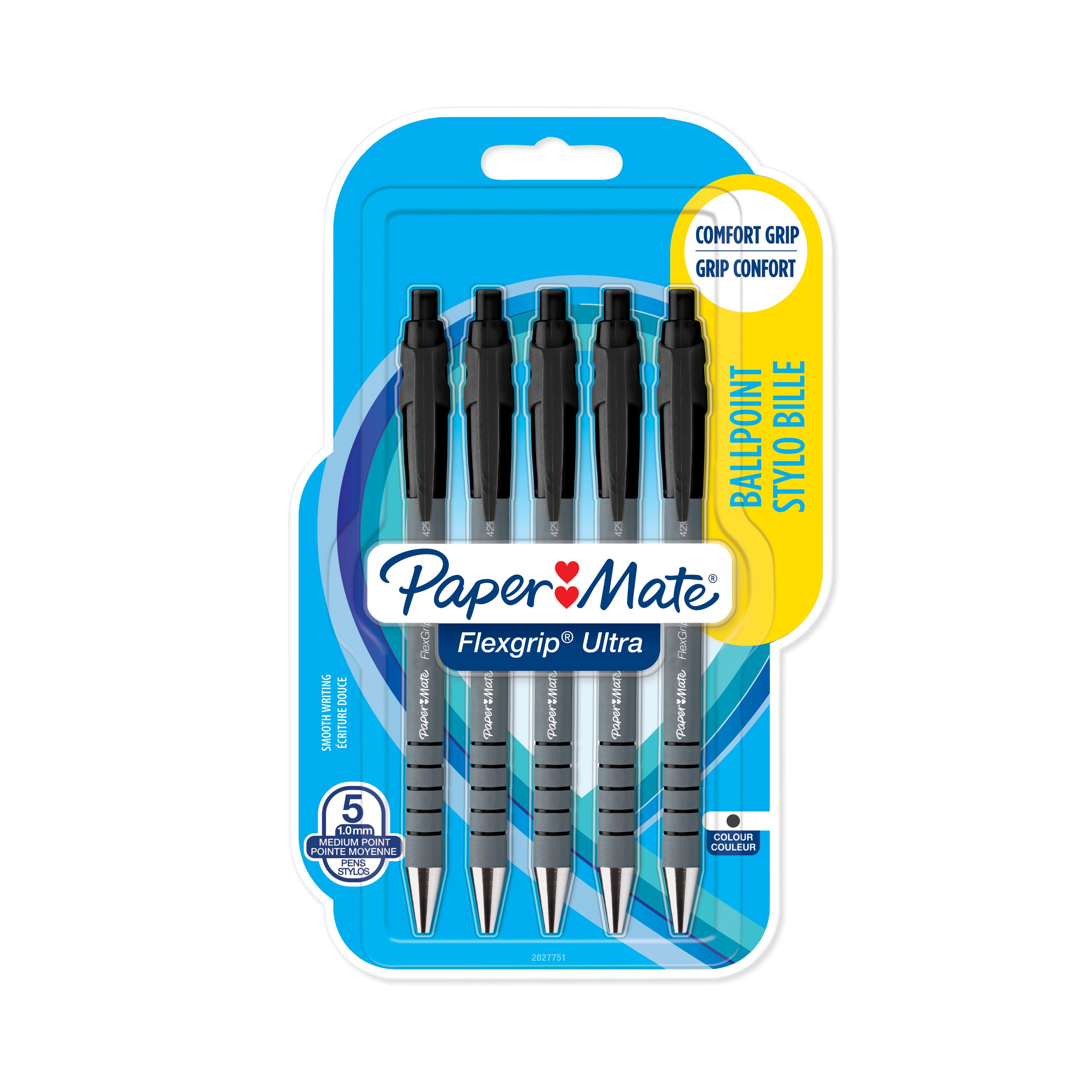 Stylos x5 rétractables Flex Grip Ultra - Noir