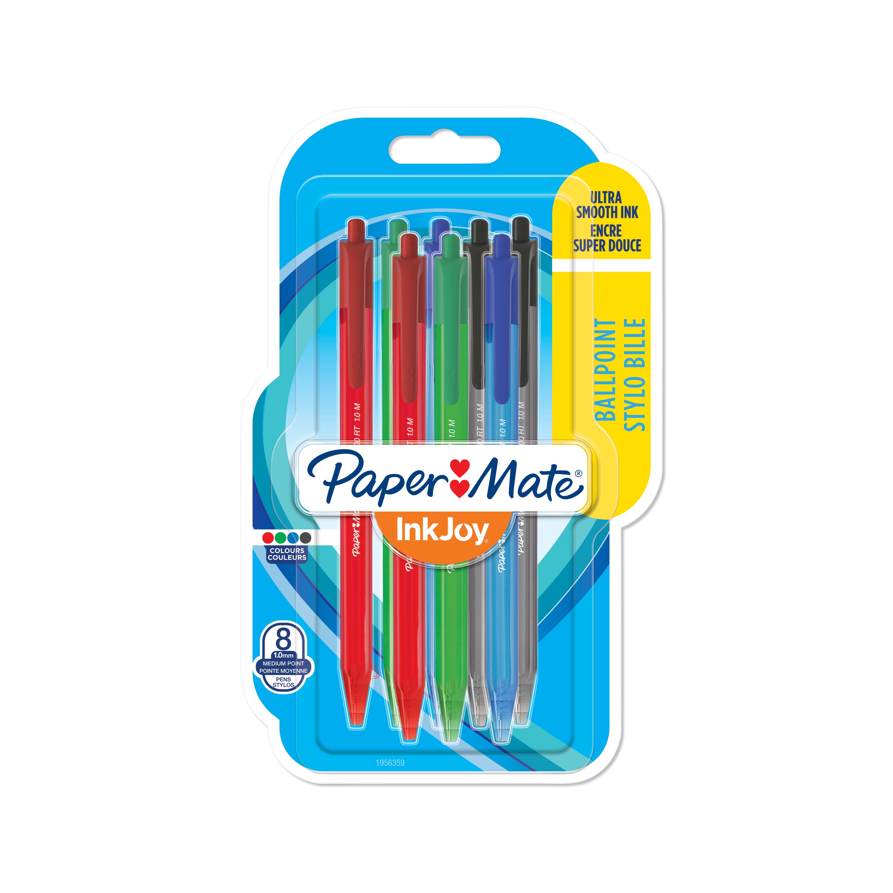 Stylos billes x8 InkJoy 100 - Noir/Bleu/Rouge/Vert