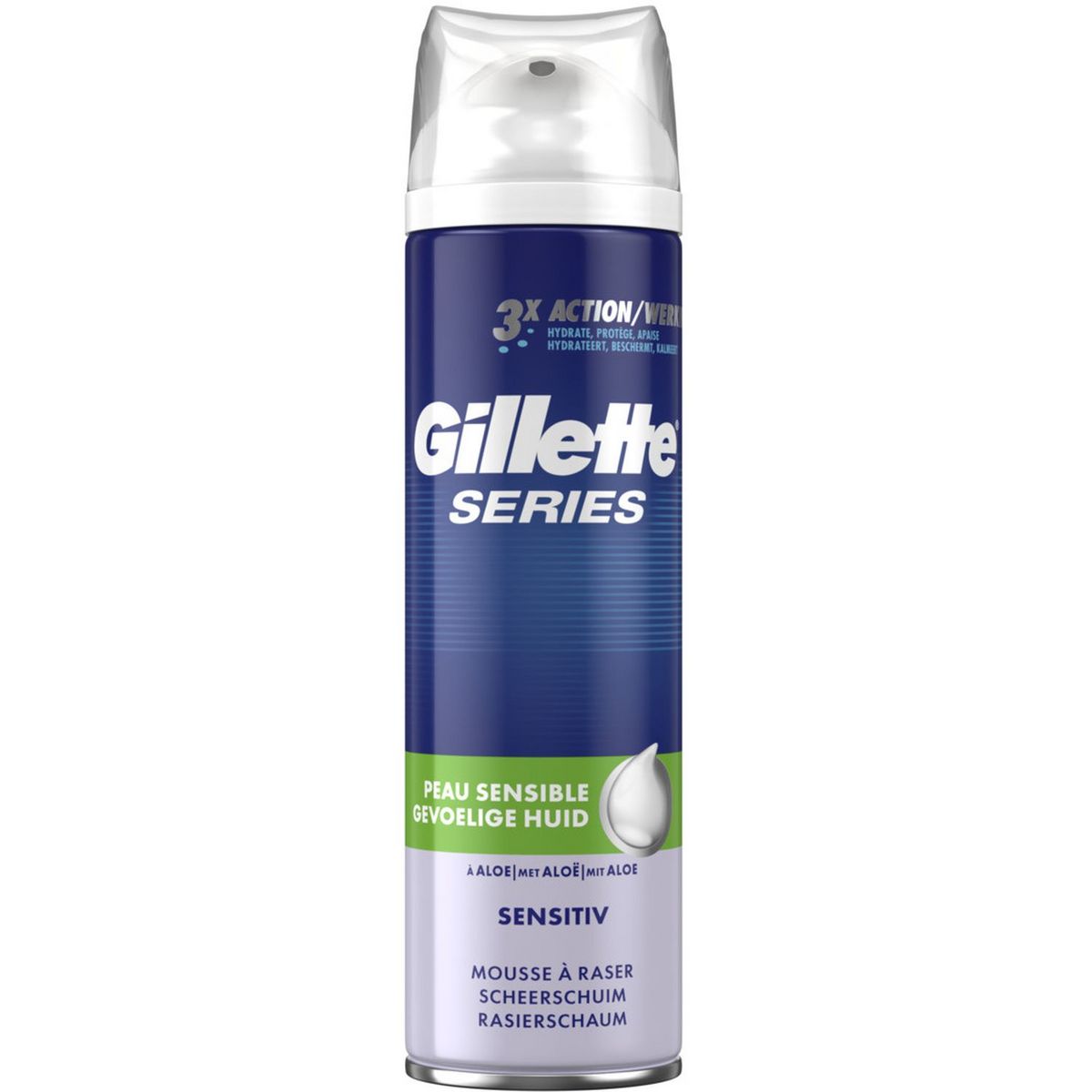 GILLETTE Series Mousse à raser sensitive triple action peau sensible 250ml