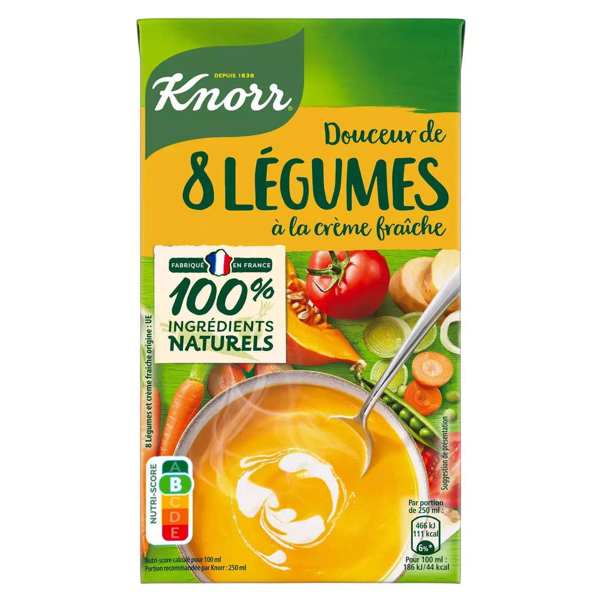 KNORR Soupe douceur de 8 légumes à la crème fraîche fabriqué en Alsace 4 personnes 1l