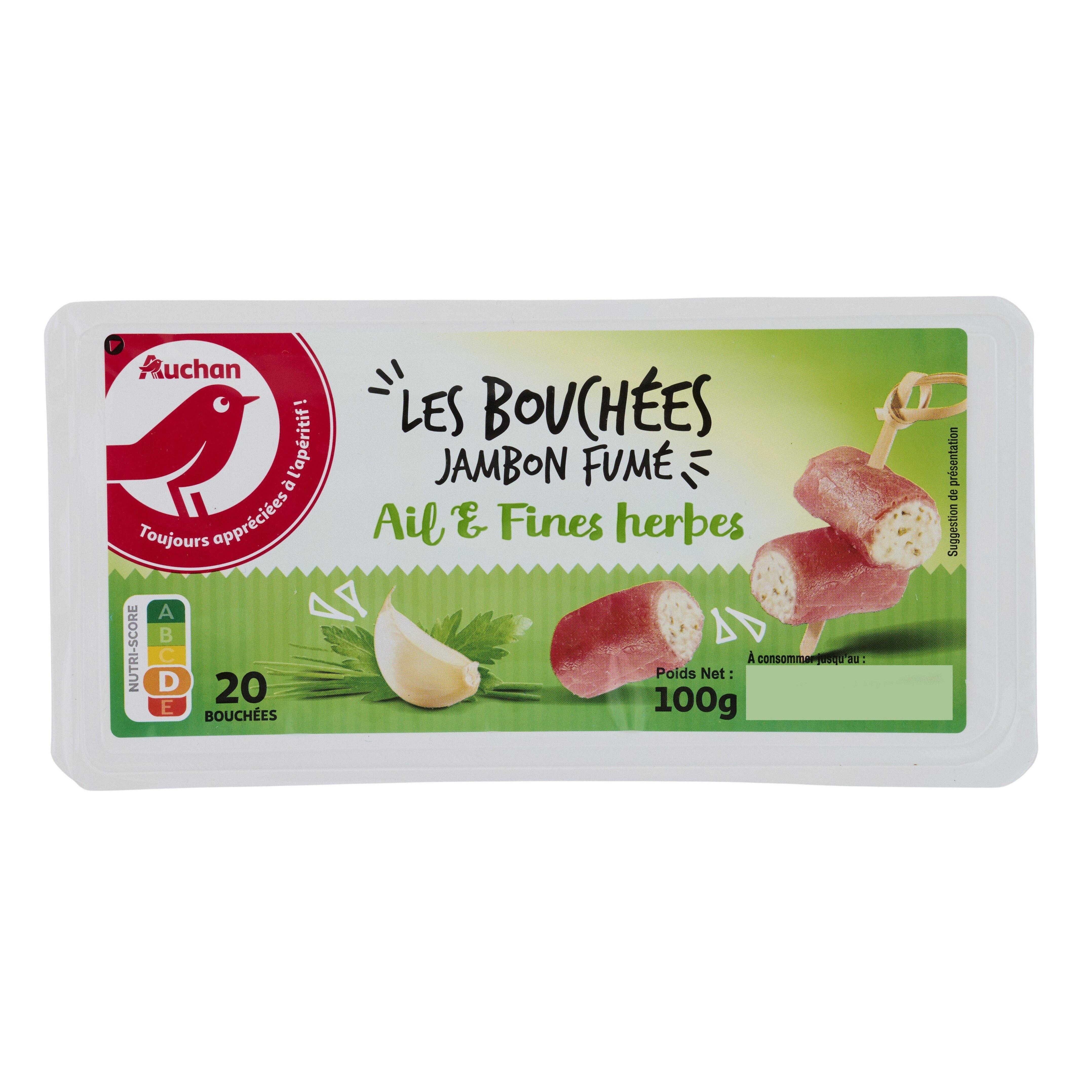 Voir la diapositive 3 : AUCHAN Bouchées jambon ail et fines herbes 100g