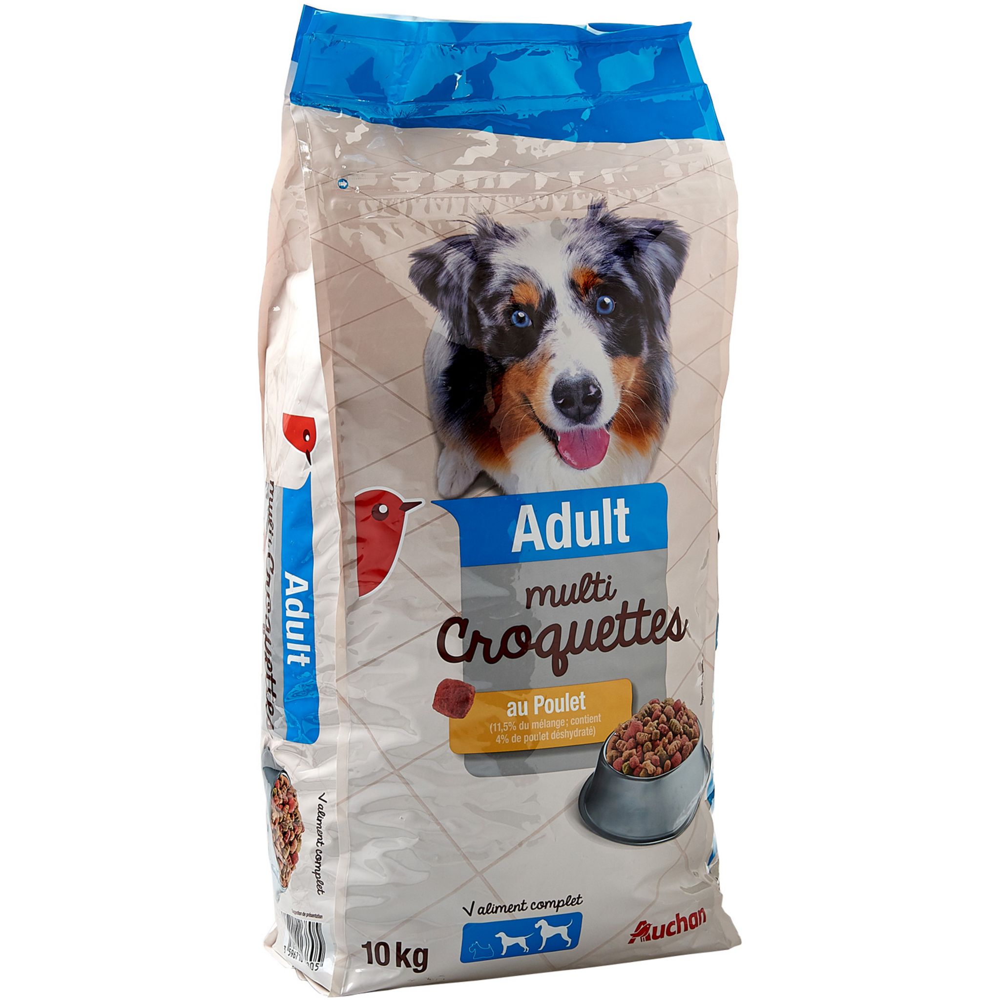 AUCHAN Adult multicroquettes au poulet pour chien 10kg