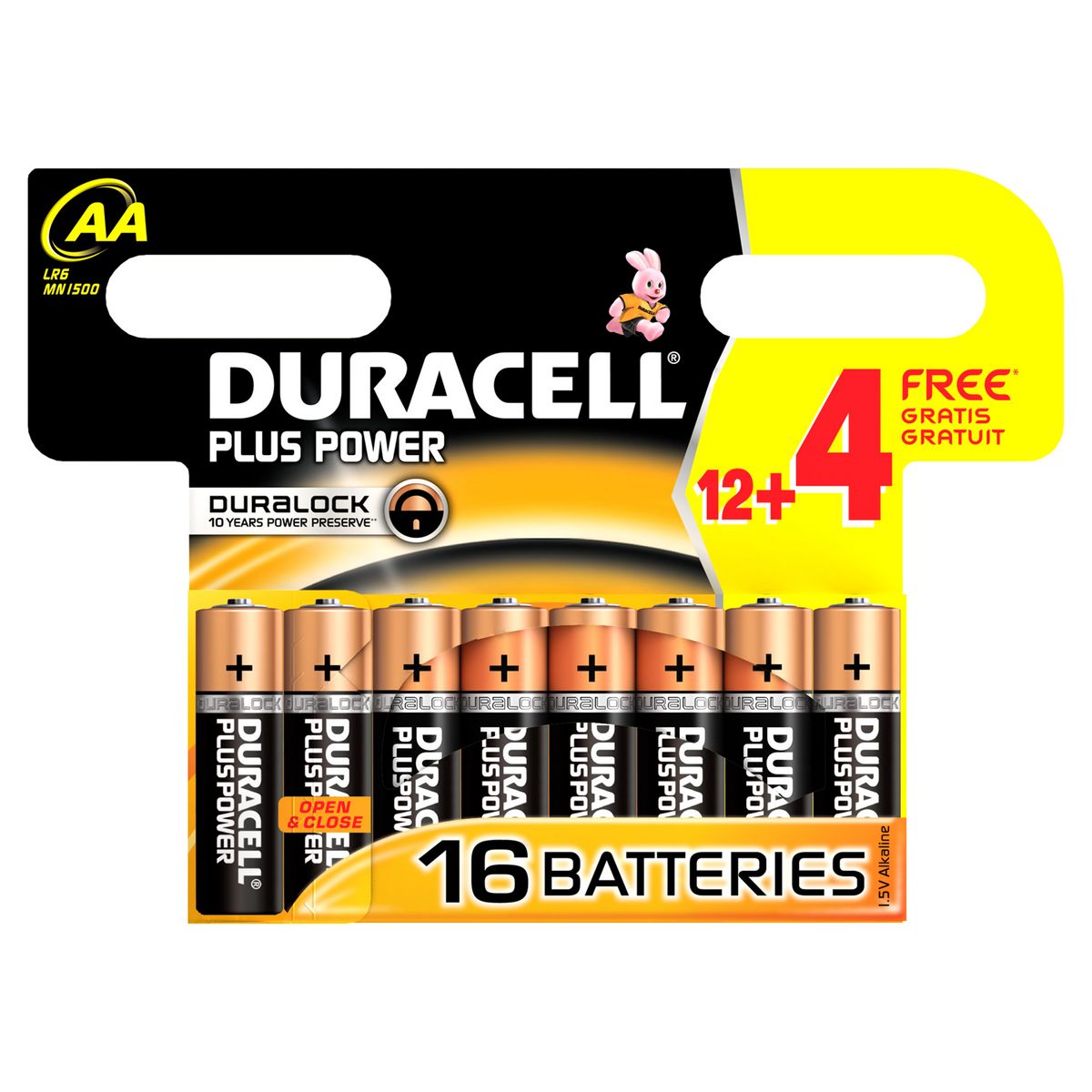 DURACELL Plus Piles LR06/AA alcalines power plus 1.5V